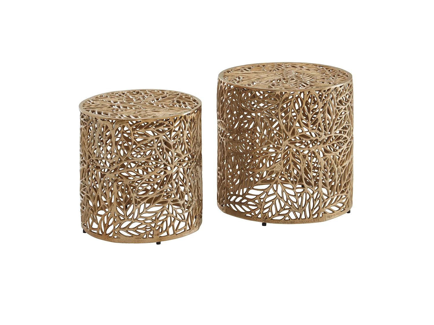 Table d'appoint Lot de 2 Petite Table Basse de Salon Métal Moderne Or