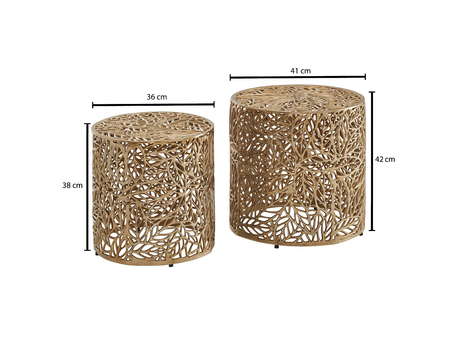 Couchtisch 2er Set  Design Wohnzimmertisch rund Metall Beistelltisch