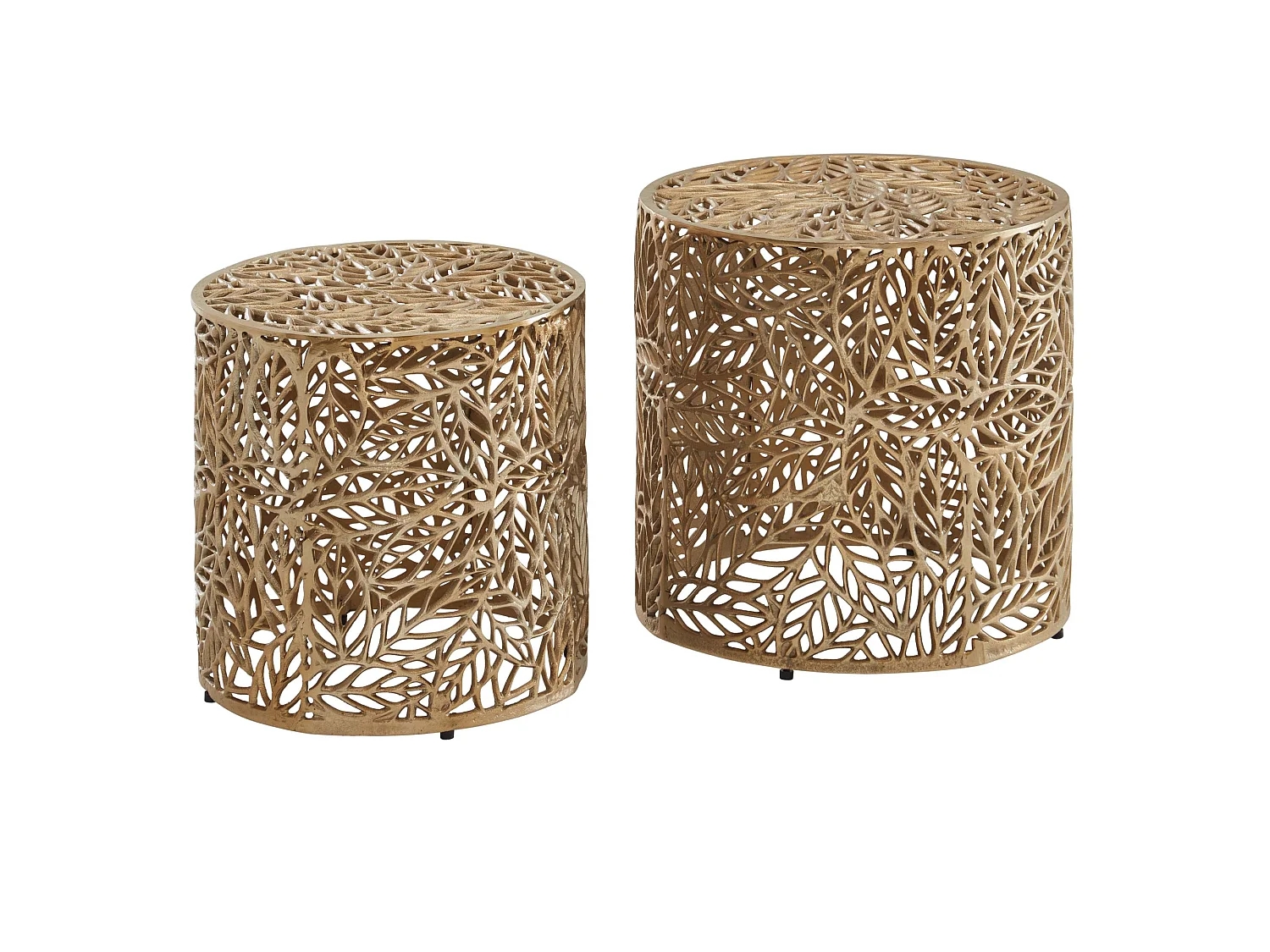 Table d'appoint Lot de 2 Petite Table Basse de Salon Métal Moderne Or