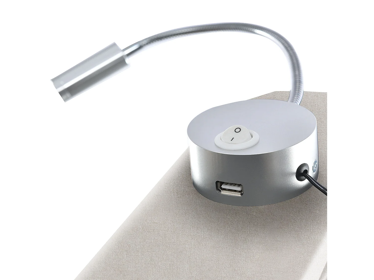 140 x 200 cm großes Stauraumbett aus Leinenstoff – mit Leselampen und USB-Ladeanschlüssen – mit Lattenrost – Beige