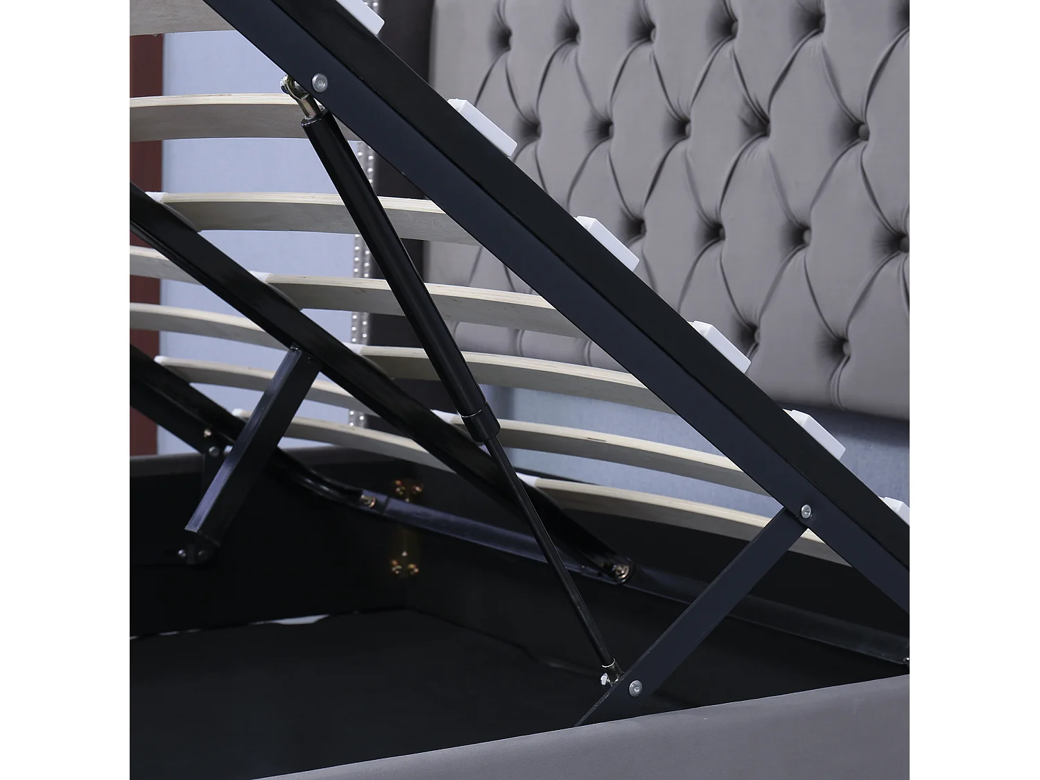 140x190cm fluwelen opbergbed met lattenbodem - Grijs