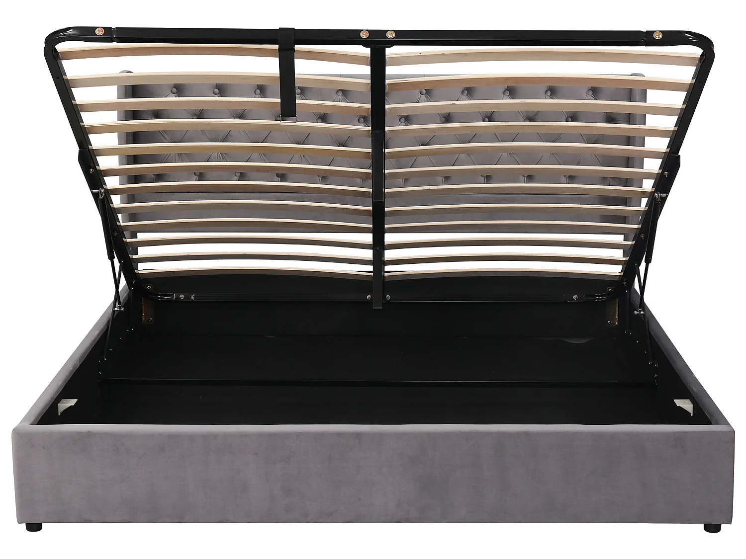 Samtgepolstertes Stauraumbett 180 x 200 cm mit Lattenrost – Grau