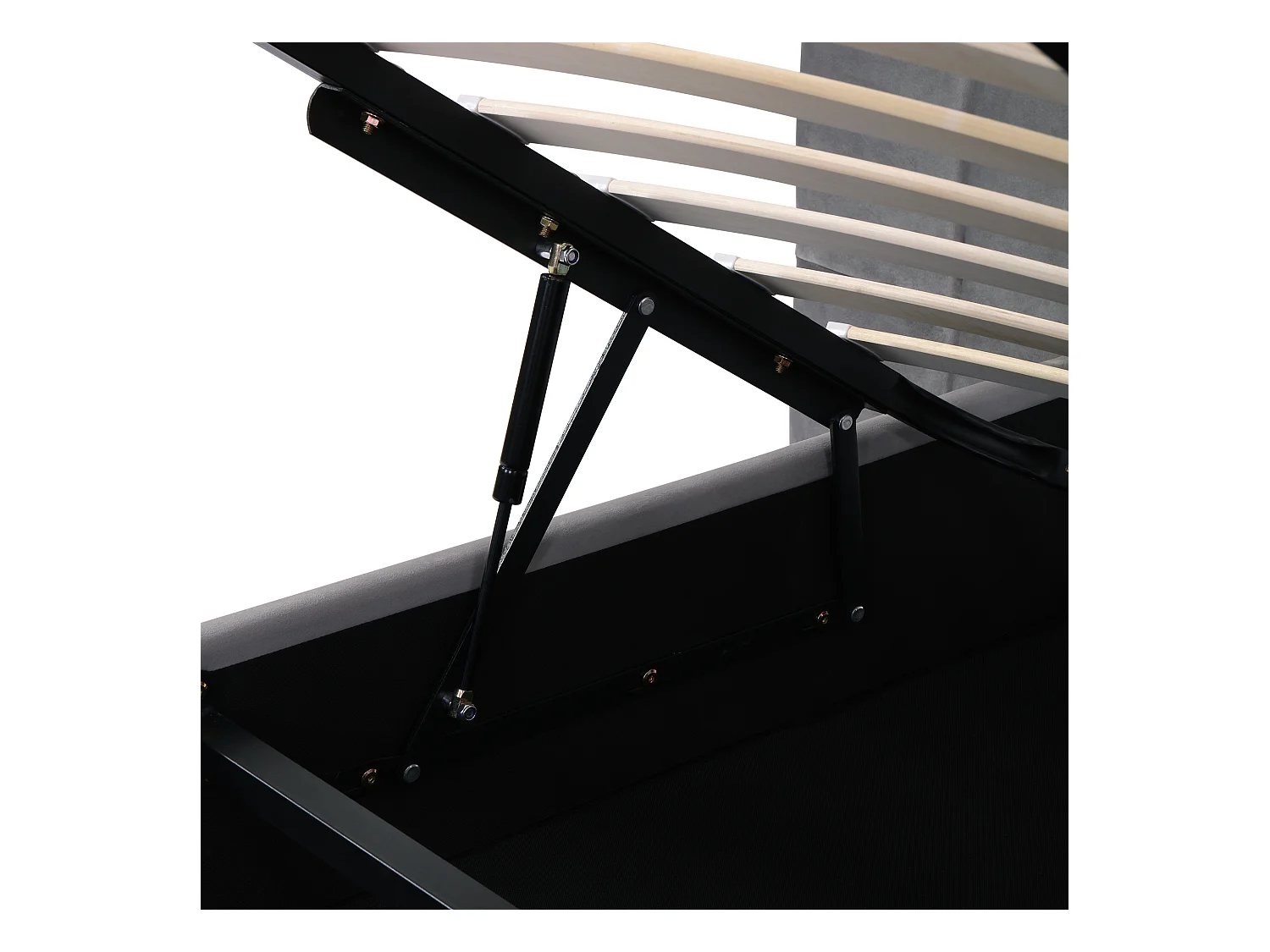Fluwelen opbergbed - 180x200cm - met LED en oplaadpoort - Grijs (nachtkastje niet inbegrepen)