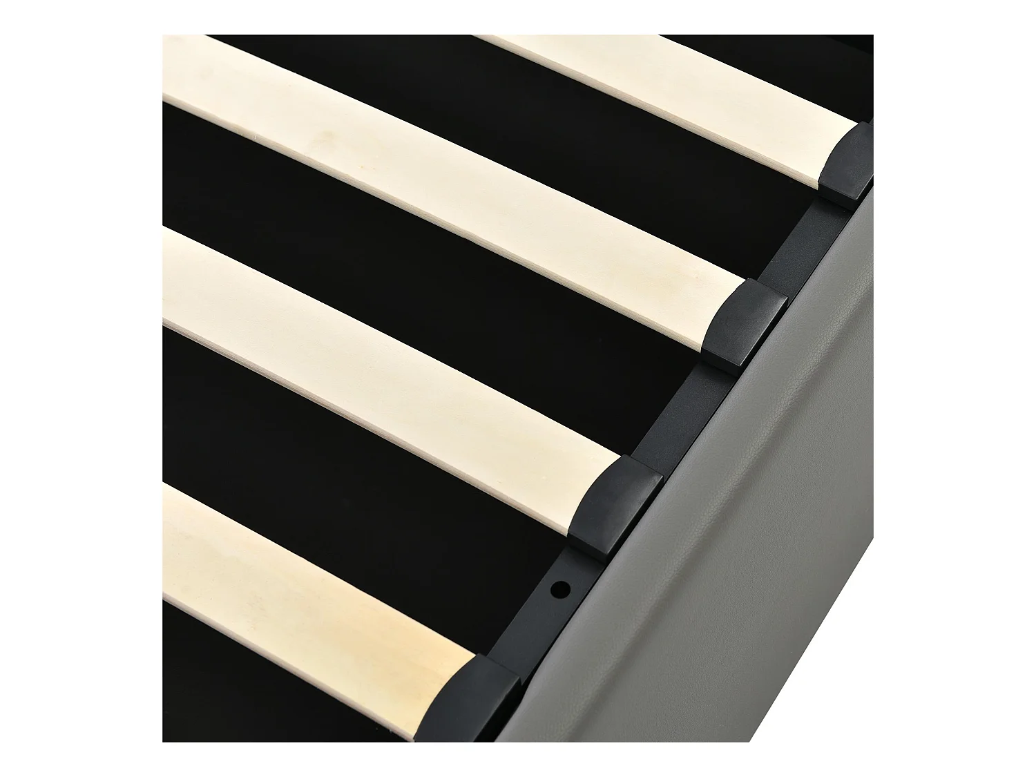 Cama contenedor 140x200cm en símil piel con LED - con somier - Gris