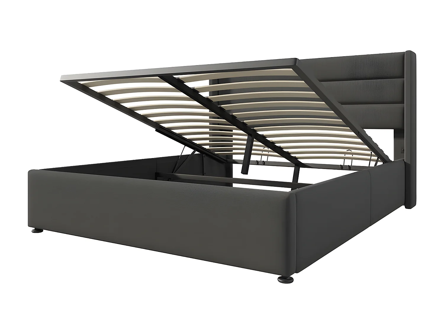 Bett aus Leinen mit Lattenrost – 140 x 200 cm – Grau