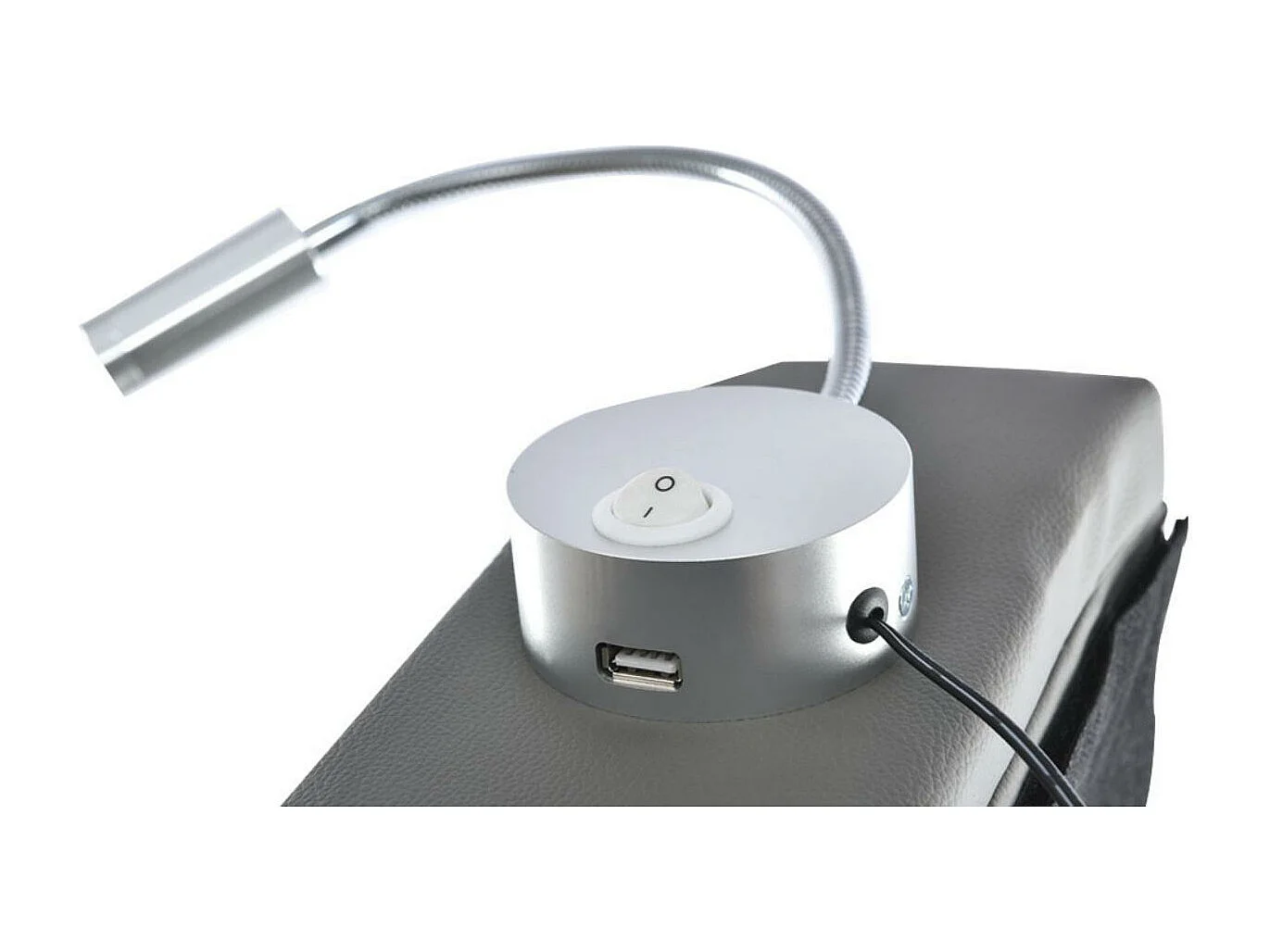 Lit coffre 160x200cm en similicuir - avec lampes de lecture et Ports de charge USB - avec sommier à lattes - Gris