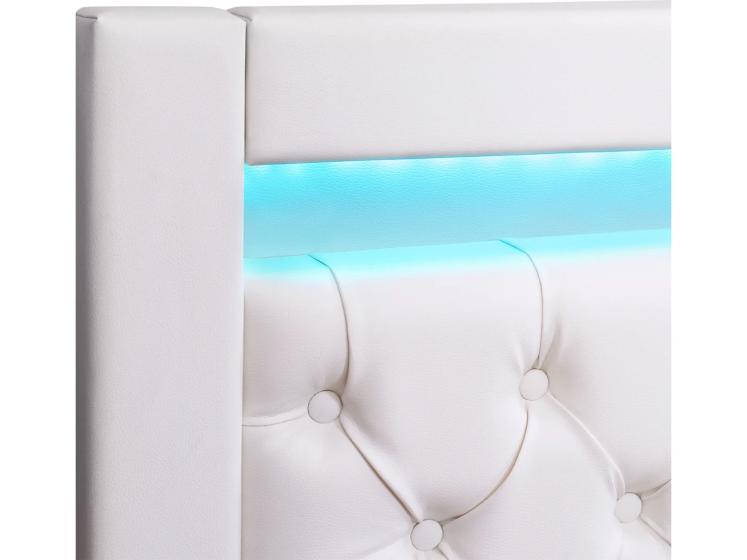 Gestoffeerd kunstleer opbergbed met LED - 180x200cm - met lattenbodem - Wit