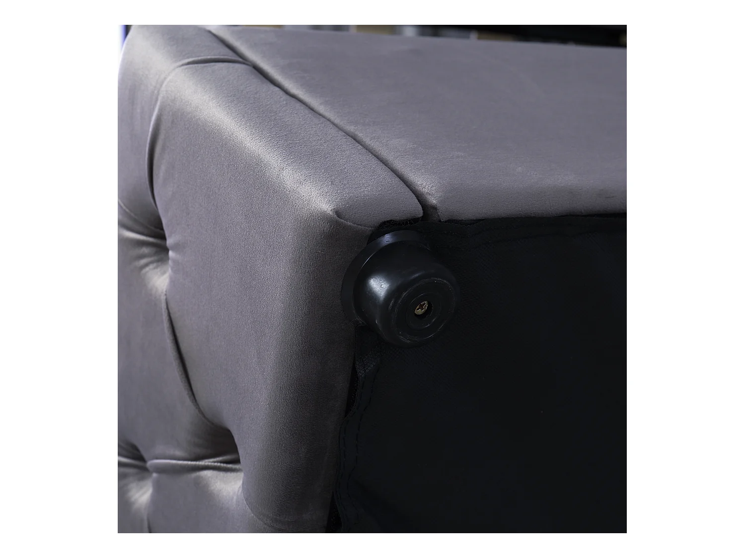 Cama contenedor de terciopelo con somier de láminas 140x200 cm - Gris