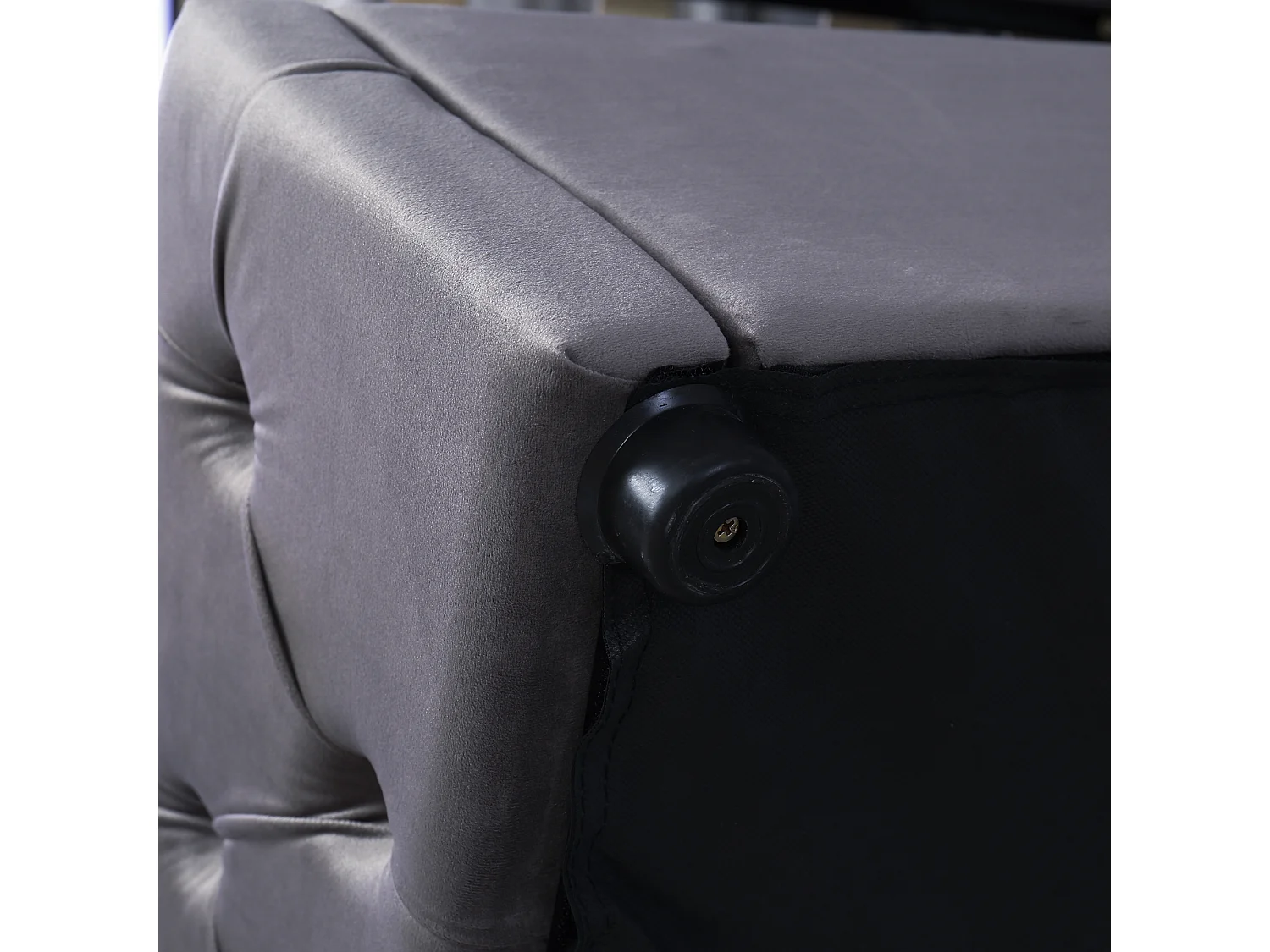 140 x 200 cm großes Samtbett mit Lattenrost – Grau