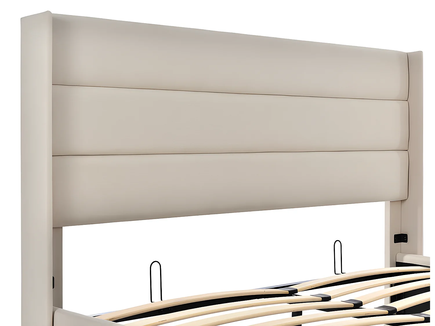 Cama con almacenaje de lino 160x200 cm con somier de láminas - Beige