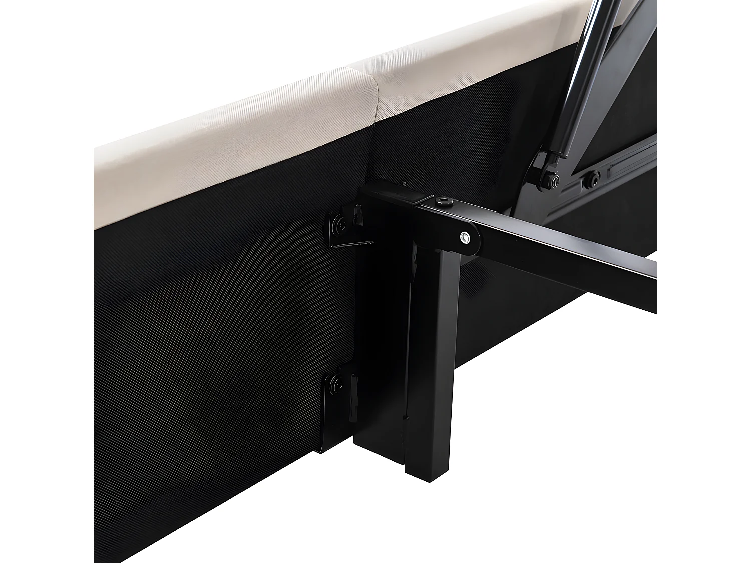 Cama con almacenaje de lino 160x200 cm con somier de láminas - Beige