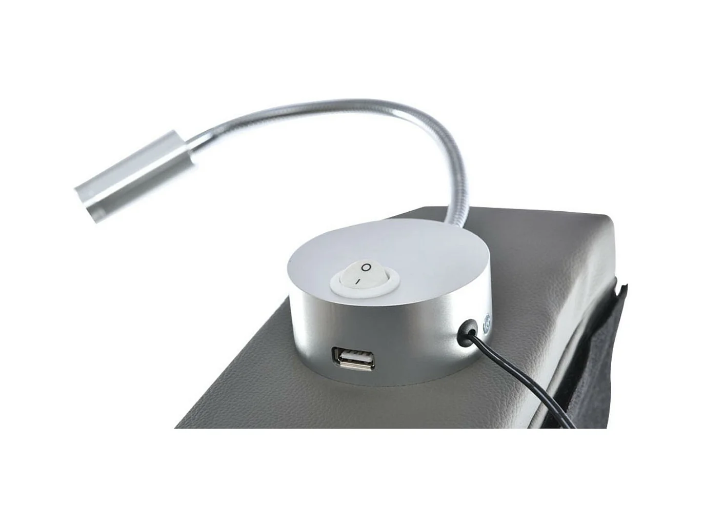 Cama contenedor de piel sintética de 140x200 cm - con luces de lectura y puertos de carga USB - con somier - Gris