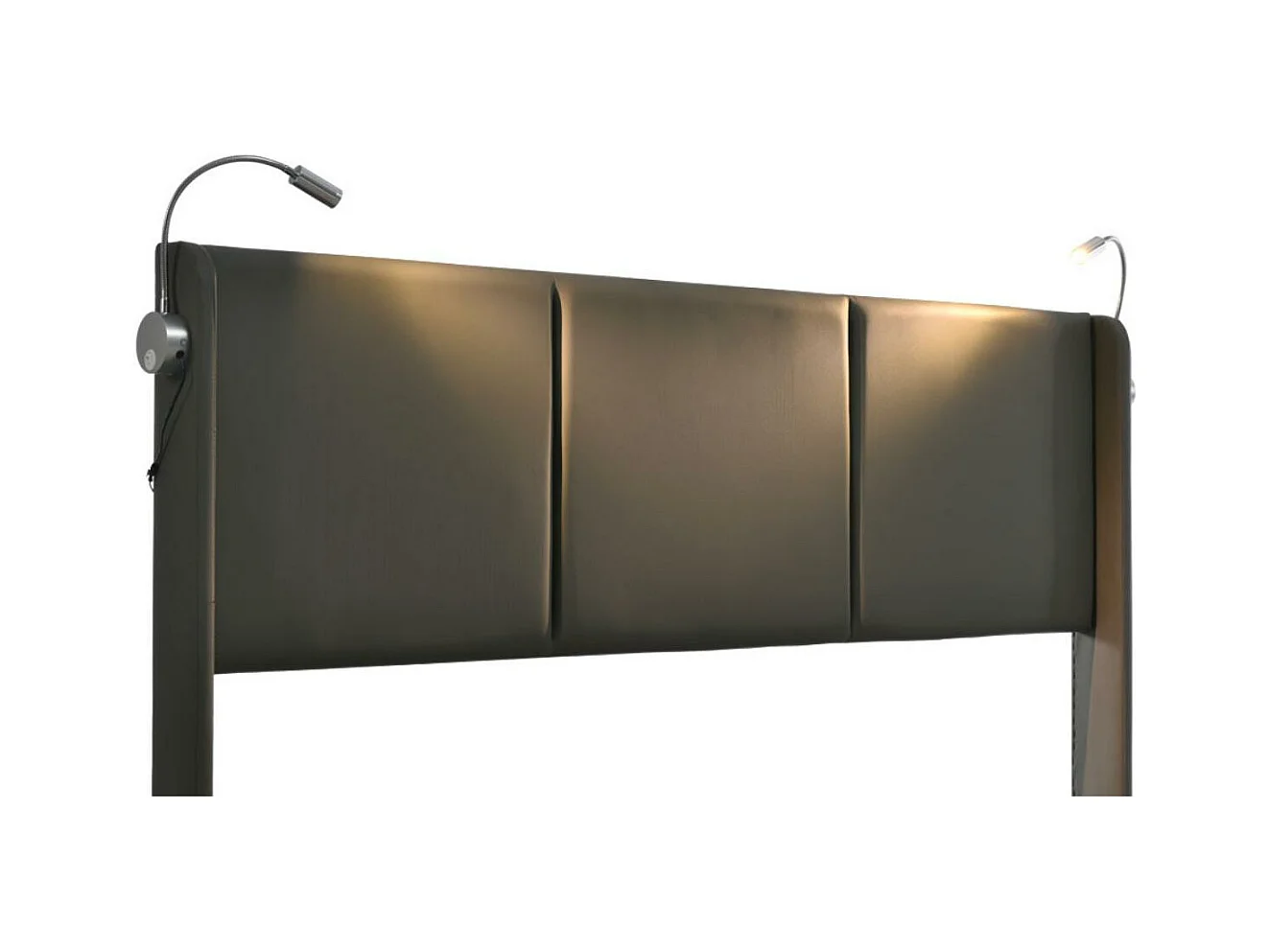 Cama contenedor de piel sintética de 140x200 cm - con luces de lectura y puertos de carga USB - con somier - Gris