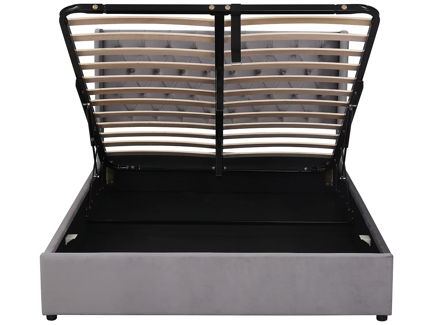 Fluweel gewatteerd opbergbed 140x200cm met lattenbodem - Grijs