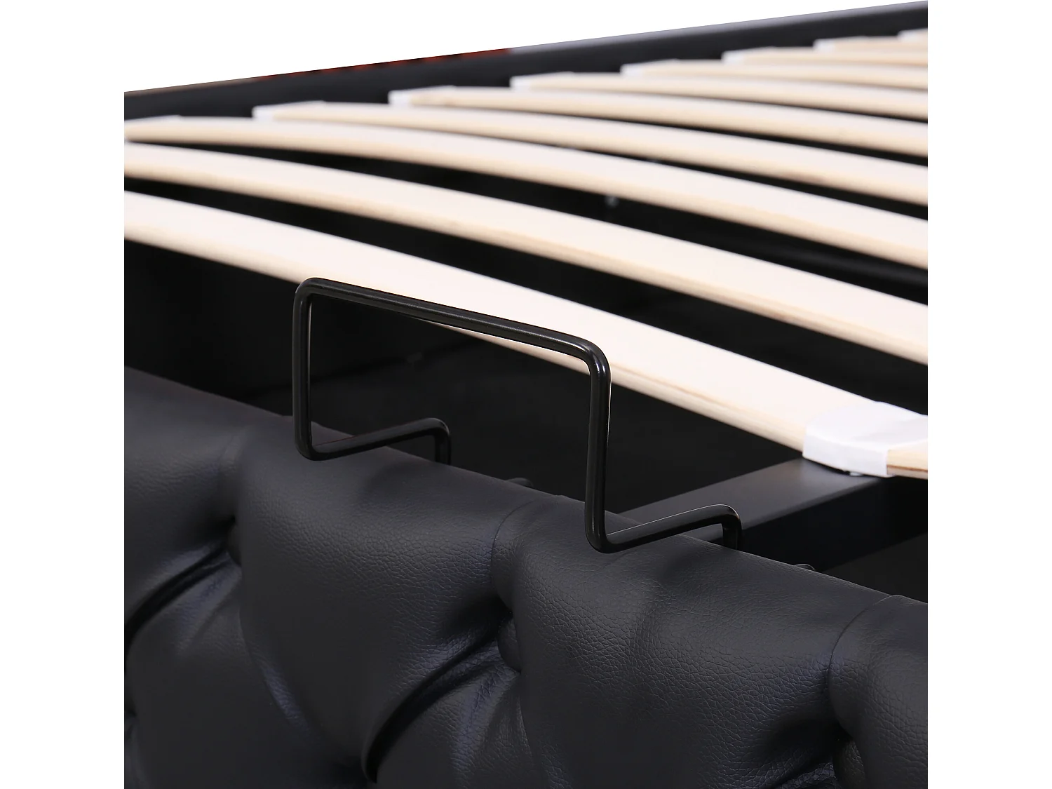 Gepolstertes Stauraumbett aus Kunstleder mit LED – 180 x 200 cm – mit Lattenrost – Schwarz