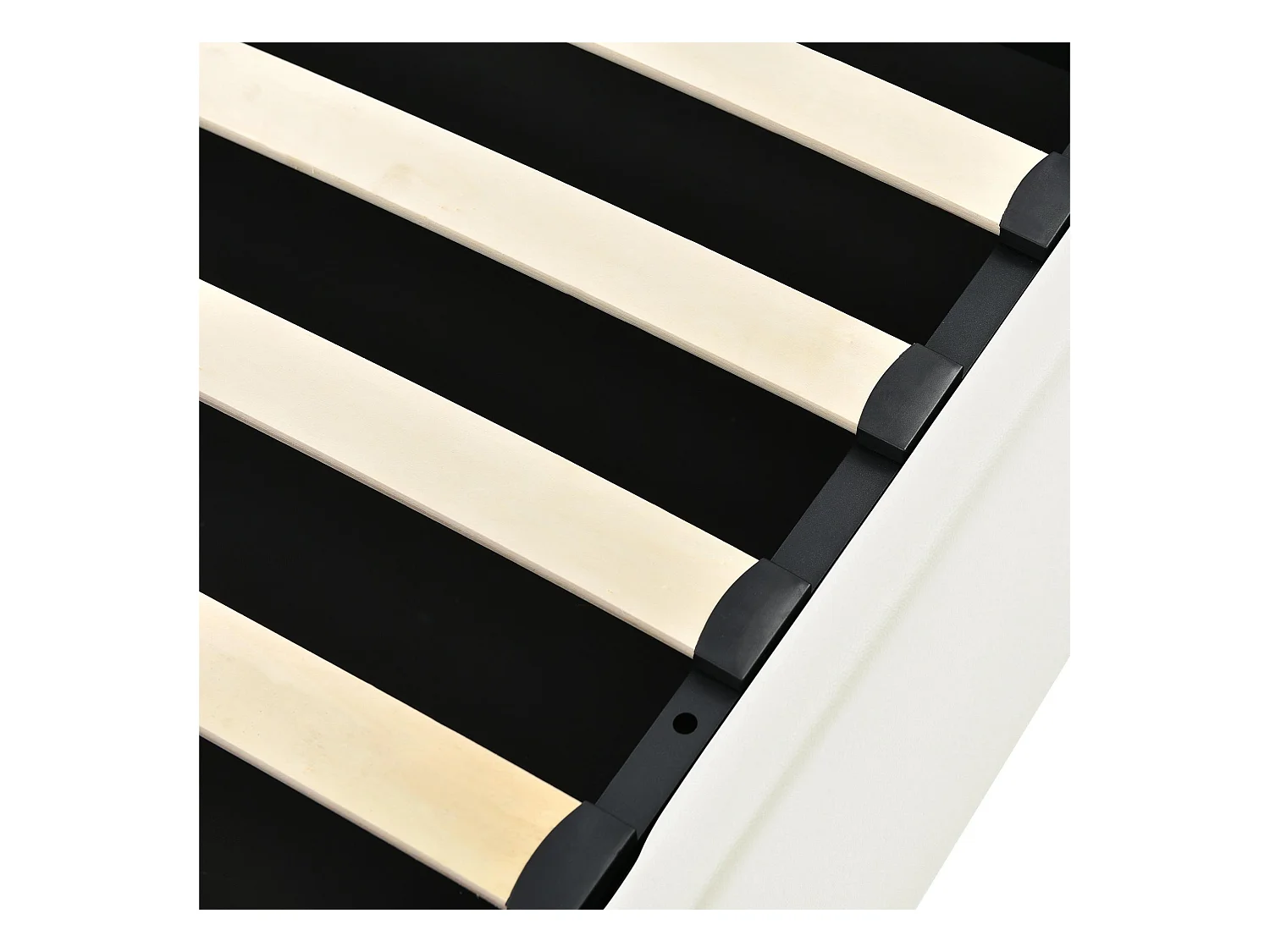 Cama contenedor 160x200cm en símil piel con LED - con somier - Blanco