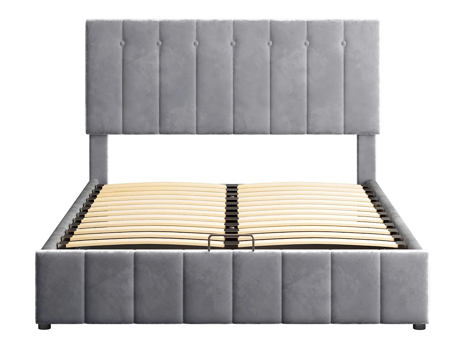 Lit coffre rembourré - 140x200cm - tissu en velours - Gris