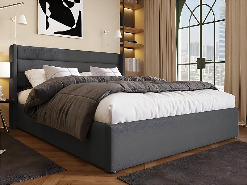 Linnenopbergbed 180x200cm met lattenbodem - Grijs