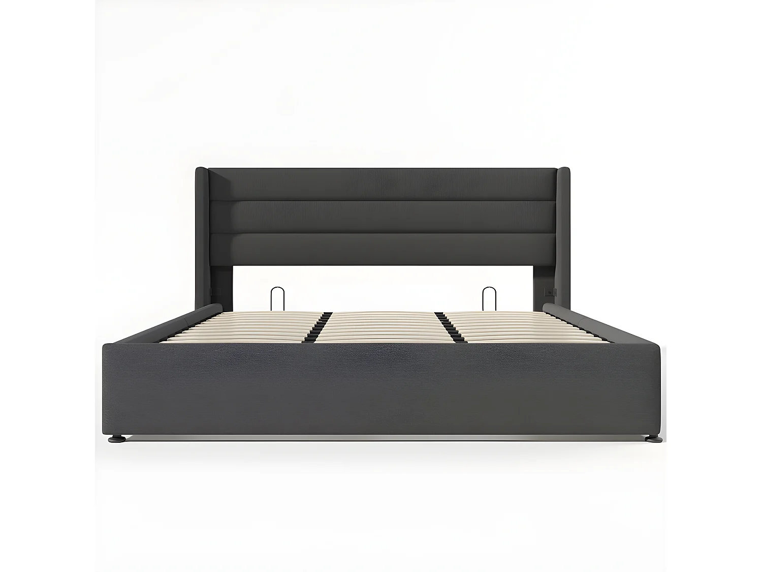 180 x 200 cm großes Bett aus Leinen mit Lattenrost – Grau