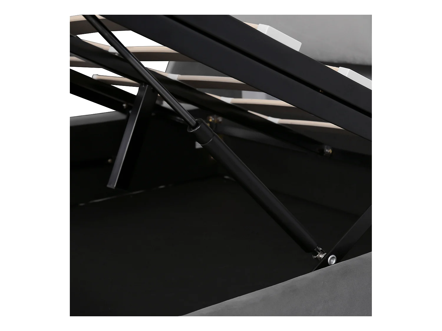 Bett für Erwachsen aus samt – Bett mit Stauraum und Lattenrost – 140 x 190 cm – grau