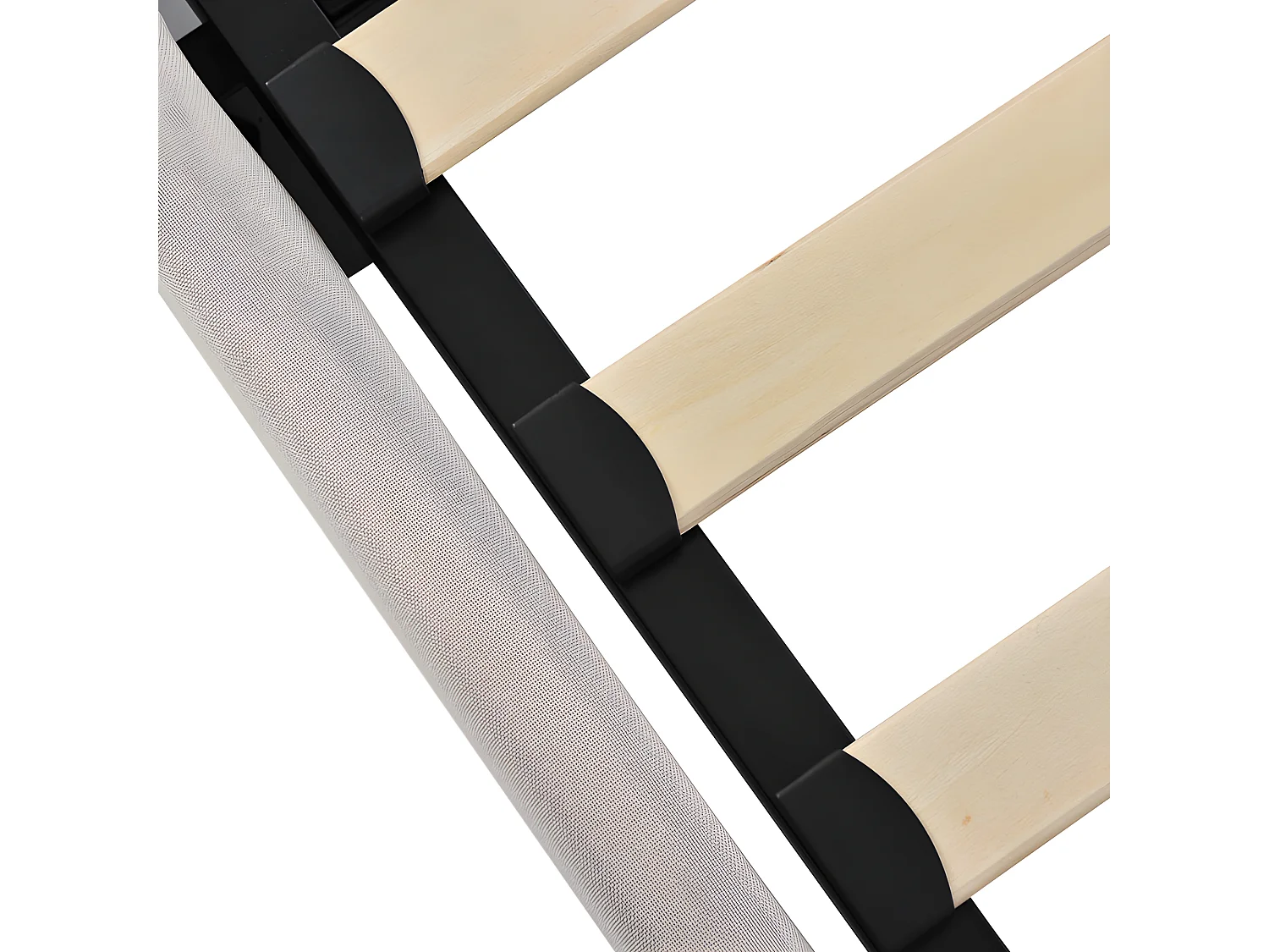 Cama contenedor tapizada 160x200cm en lino con somier de láminas - Beige