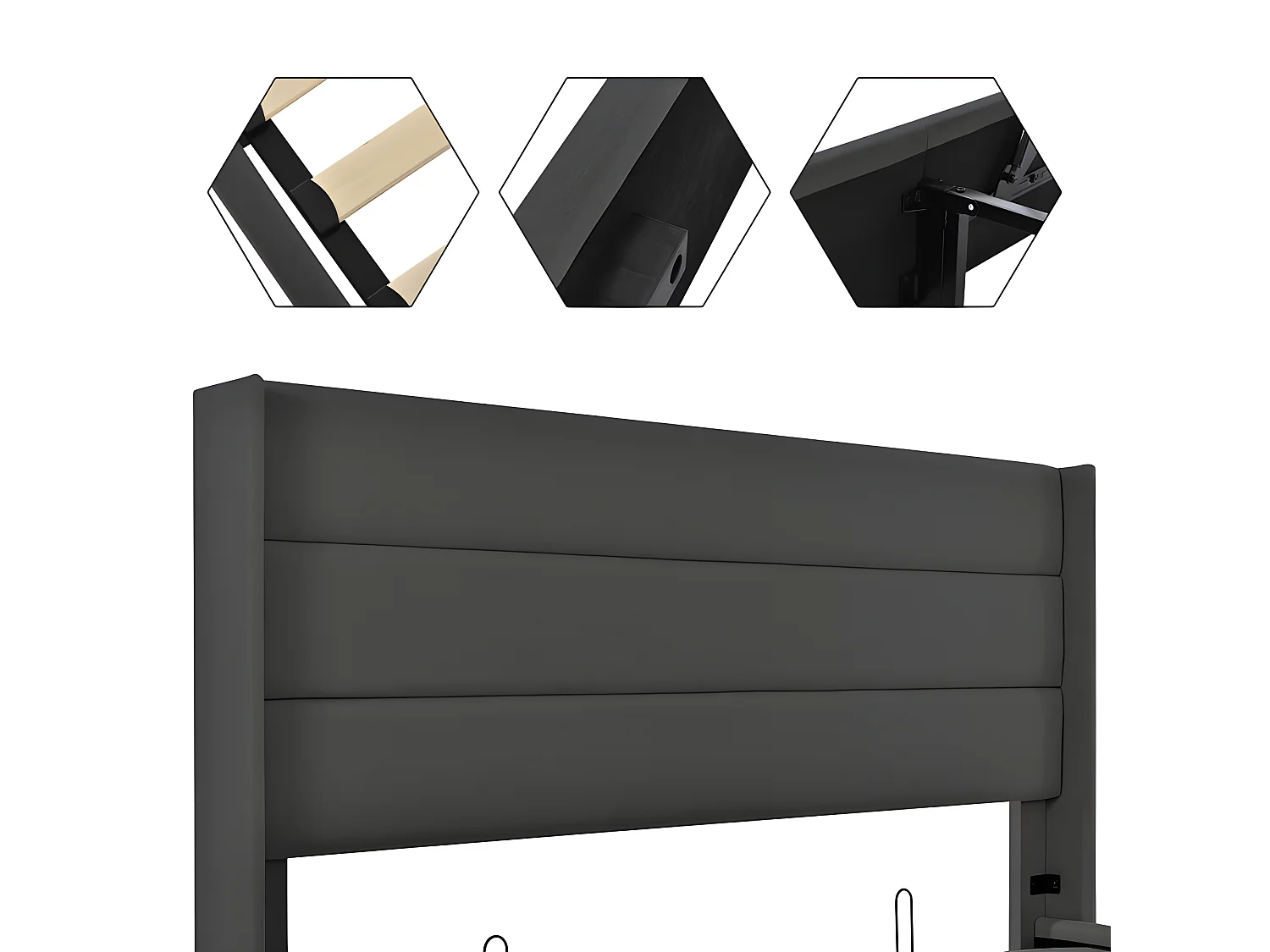 Linnenopbergbed 160x200cm met lattenbodem - Grijs