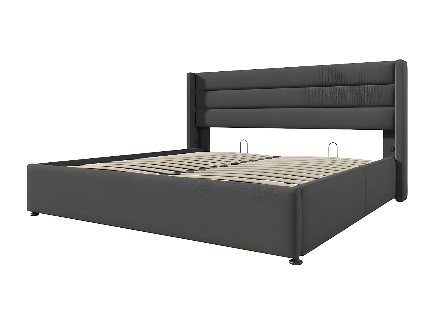 Linnenopbergbed 160x200cm met lattenbodem - Grijs