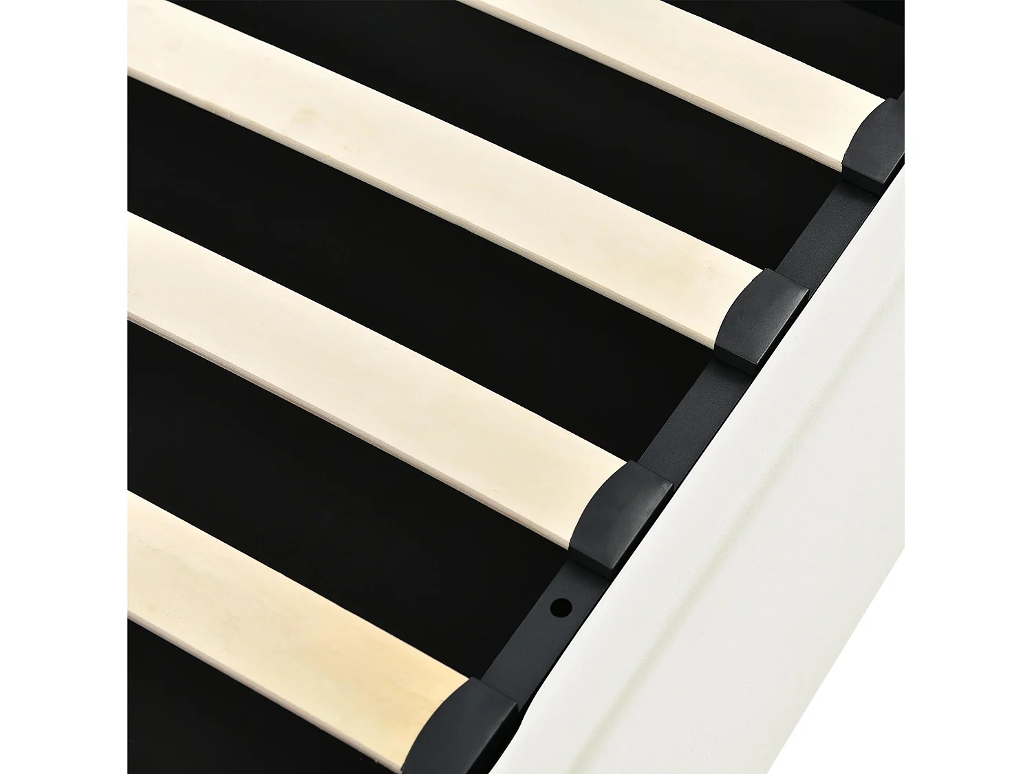 Letto contenitore 140x200cm in similpelle con LED - con rete a doghe - Bianco