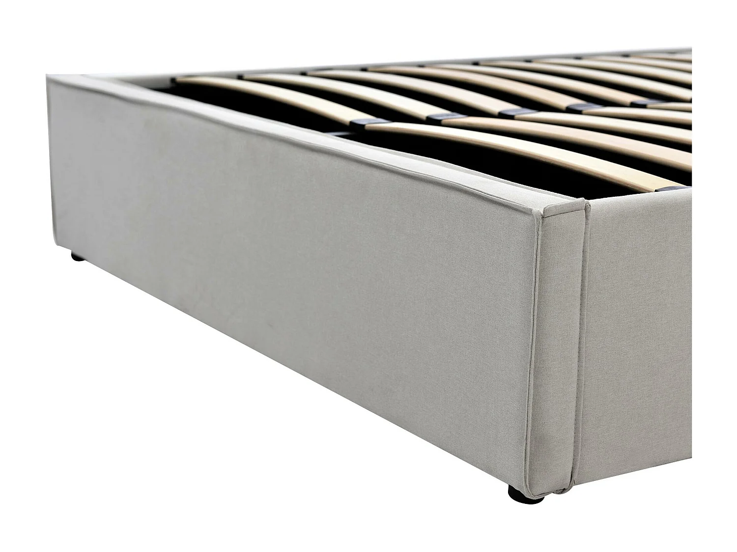 Cama contenedor acolchada 90x200 cm en tejido de algodón - con somier - Gris claro