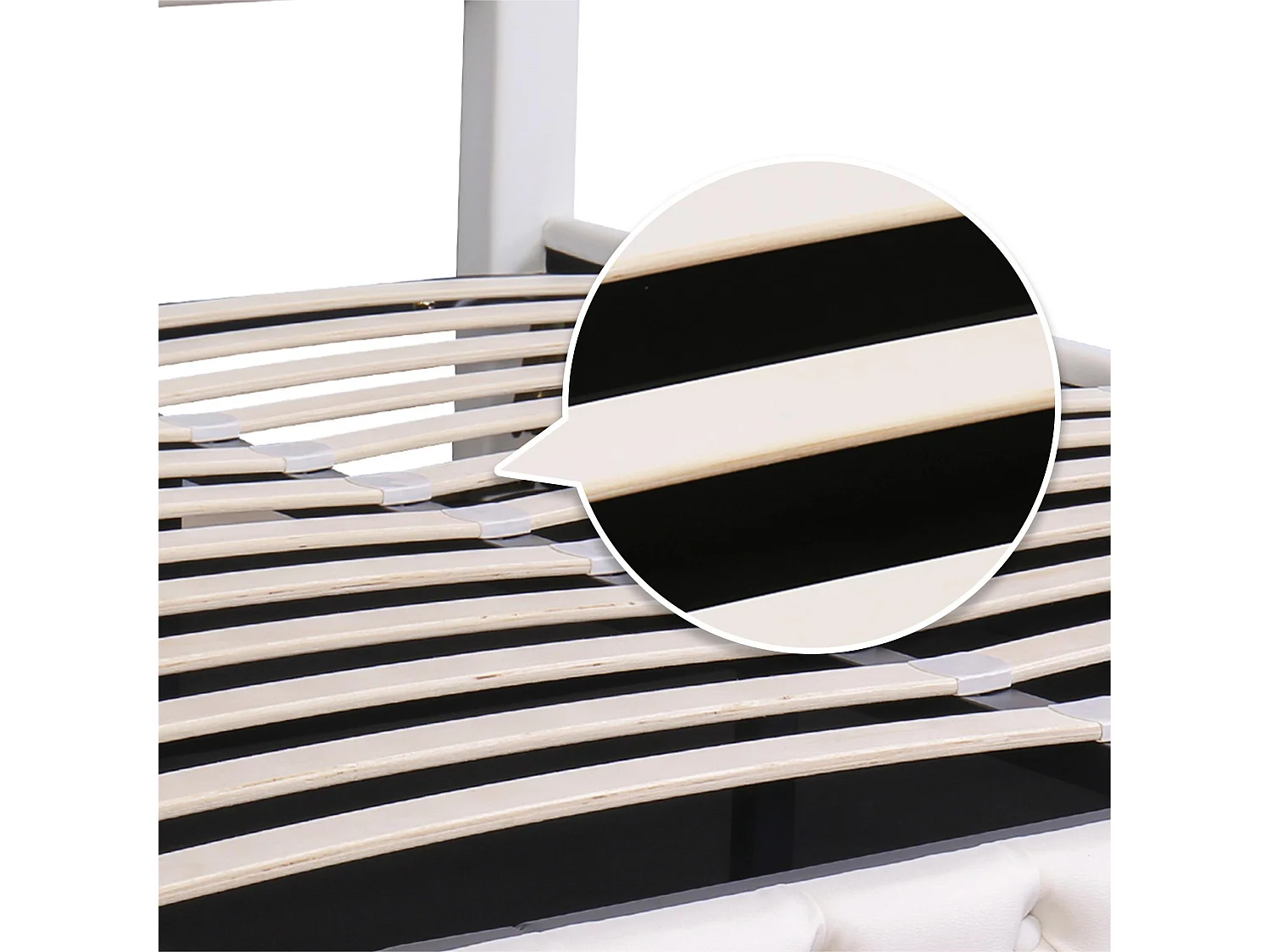 Gepolstertes Stauraumbett aus Kunstleder mit LED – 140 x 200 cm – mit Lattenrost – Weiß