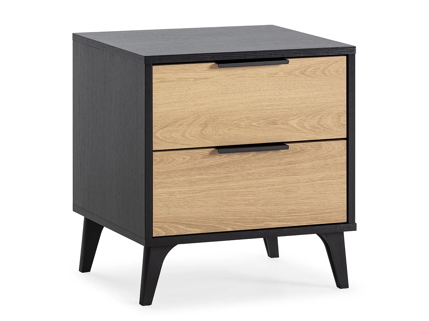 Table de chevet Kalma 2 tiroirs couleur noir/chêne