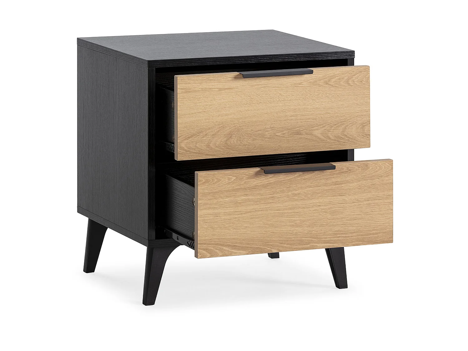 Table de chevet Kalma 2 tiroirs couleur noir/chêne
