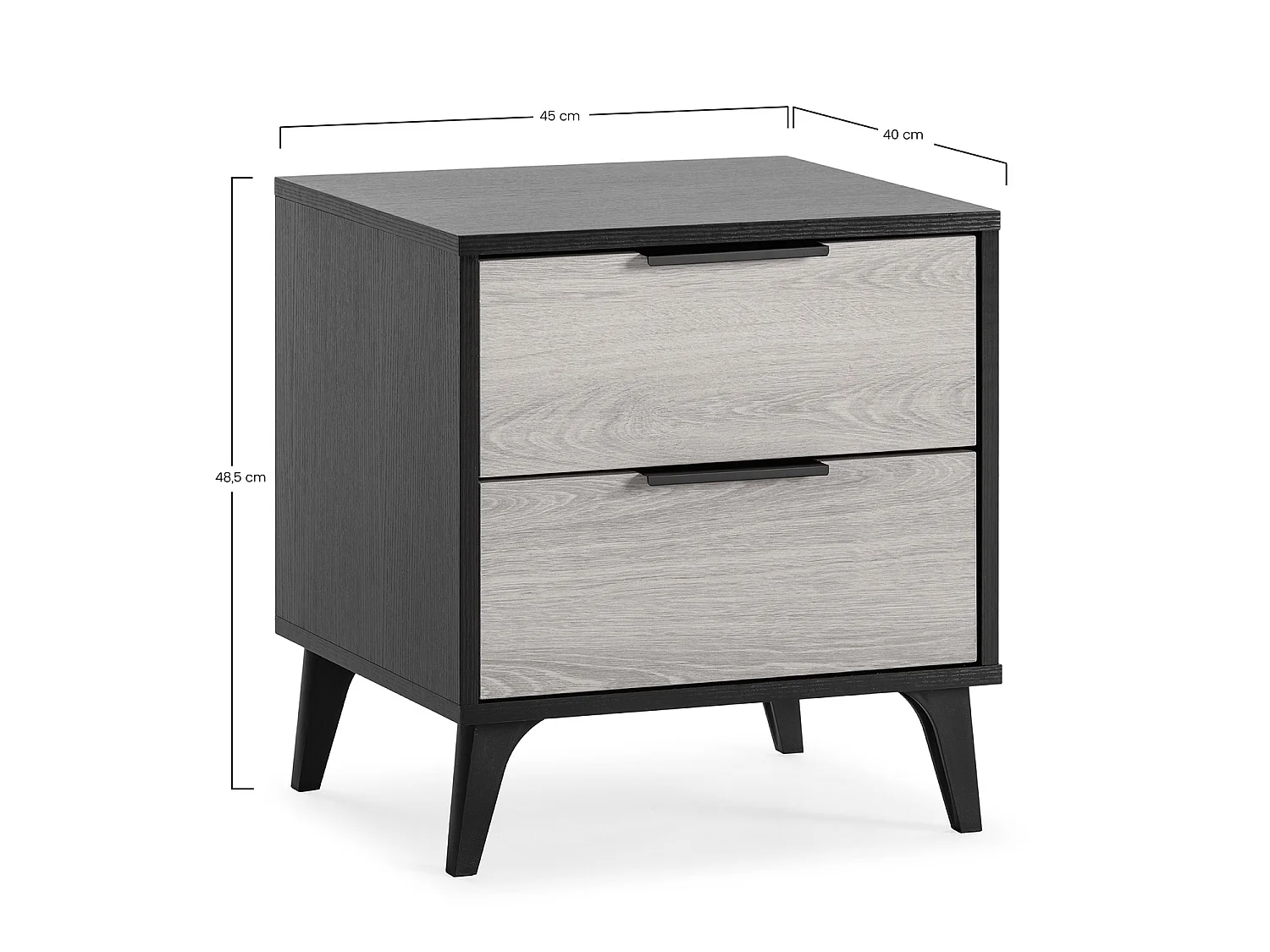 Table de chevet Kalma 2 tiroirs couleur noir/chêne