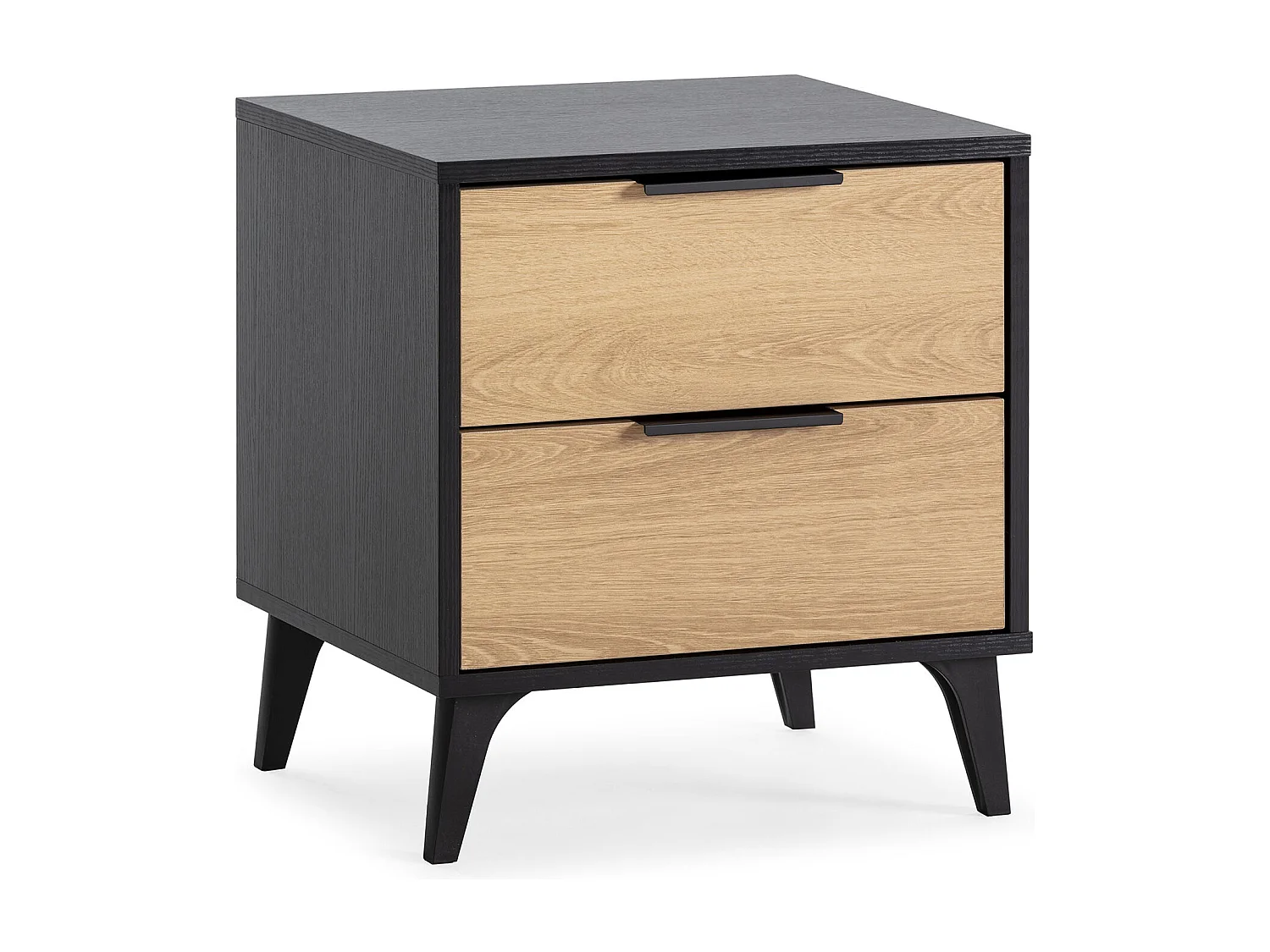 Mesa de cabeceira Kalma 2 gavetas cor preto/carvalho