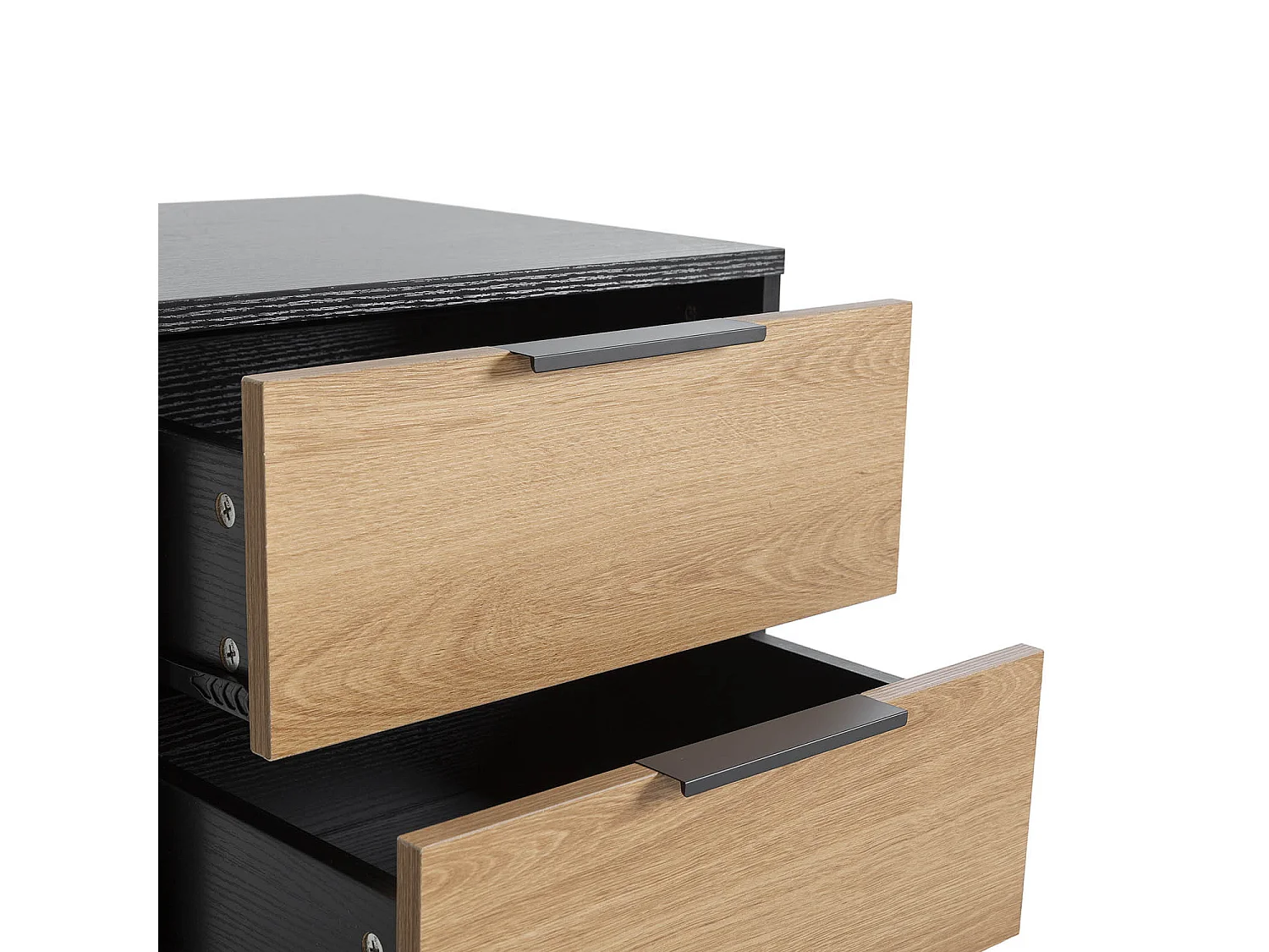 Mesa de cabeceira Kalma 2 gavetas cor preto/carvalho