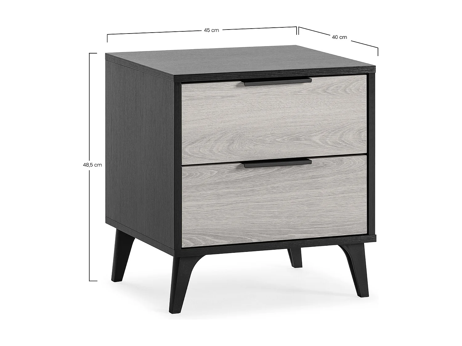 Mesa de cabeceira Kalma 2 gavetas cor preto/carvalho