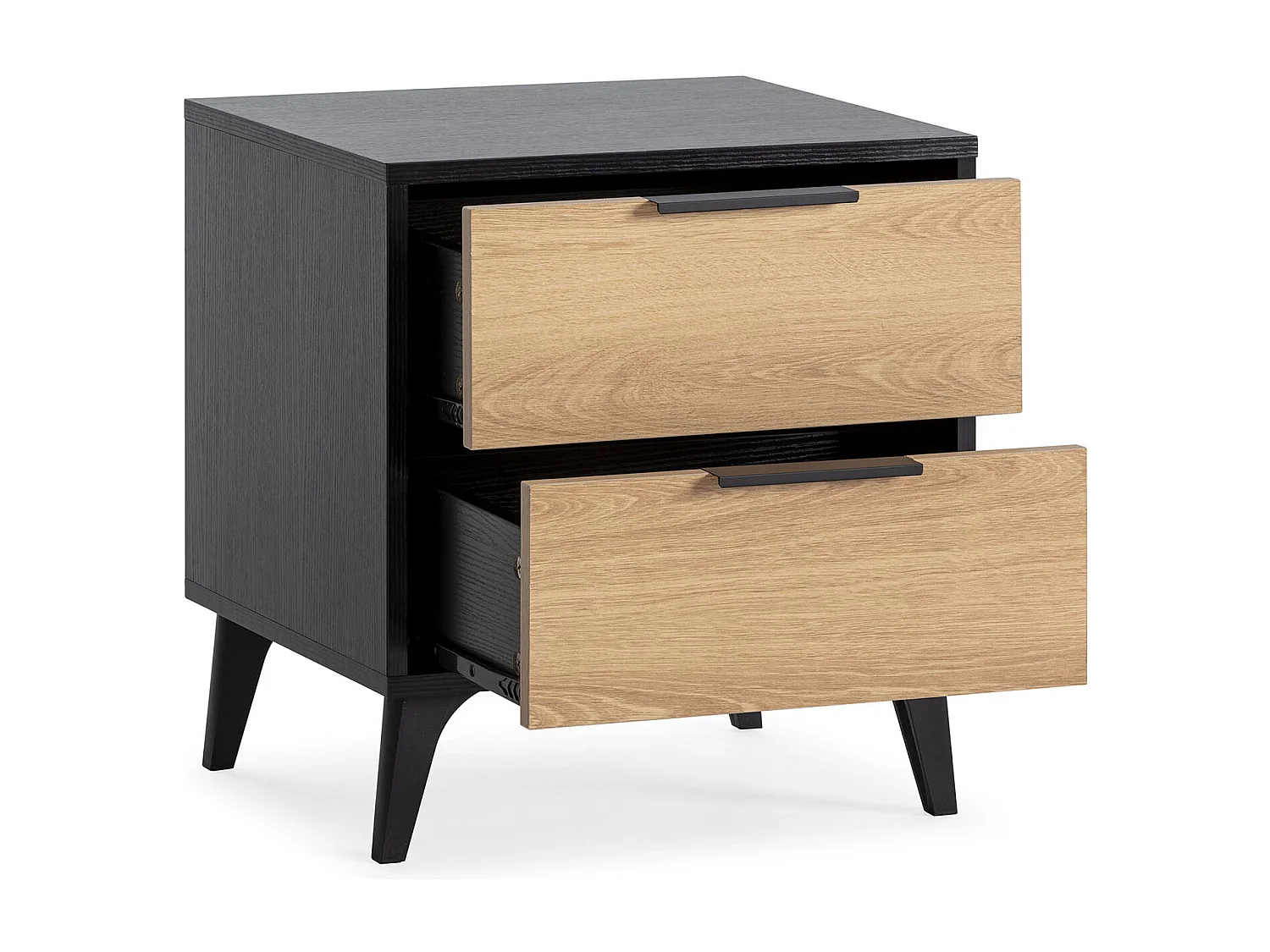 Table de chevet Kalma 2 tiroirs couleur noir/chêne