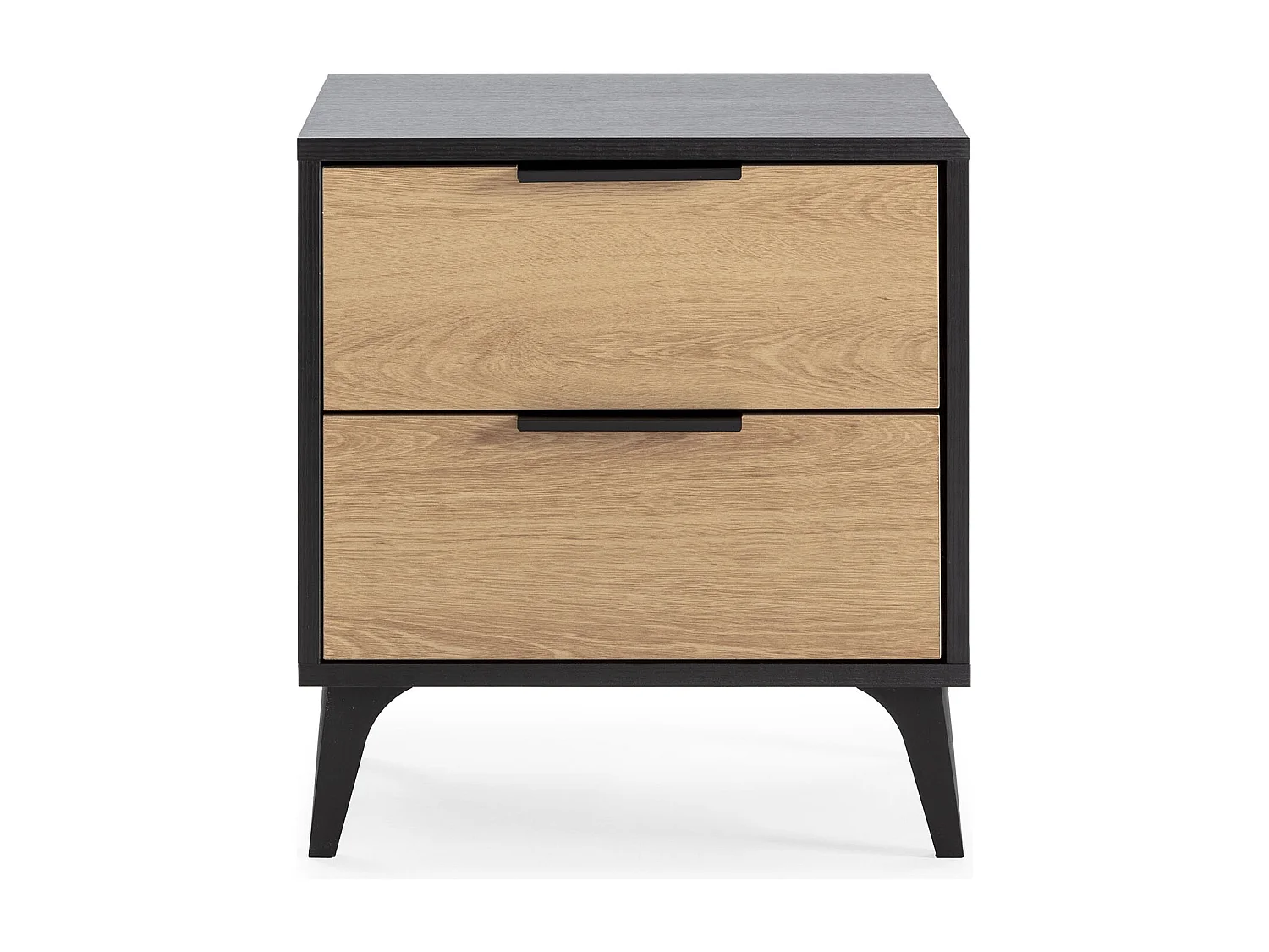 Table de chevet Kalma 2 tiroirs couleur noir/chêne