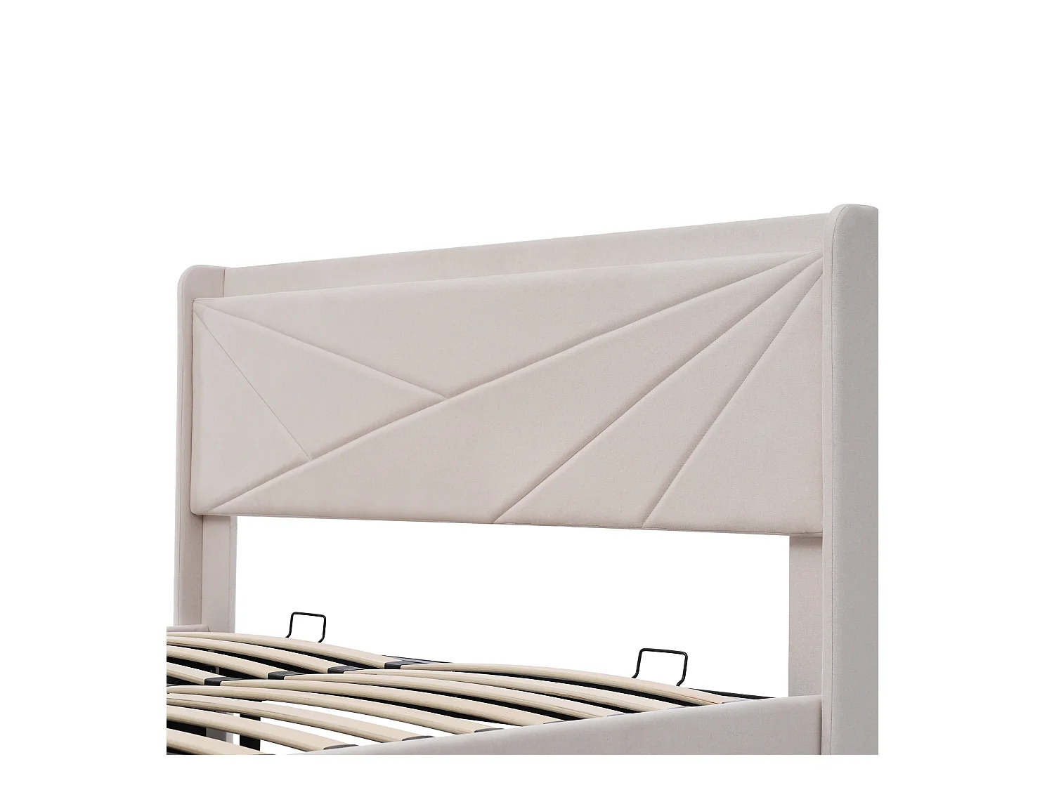 Bett mit Stauraum, 160 x 200 cm, Leinenstoff – mit USB-Anschluss und Lattenrost – Beige