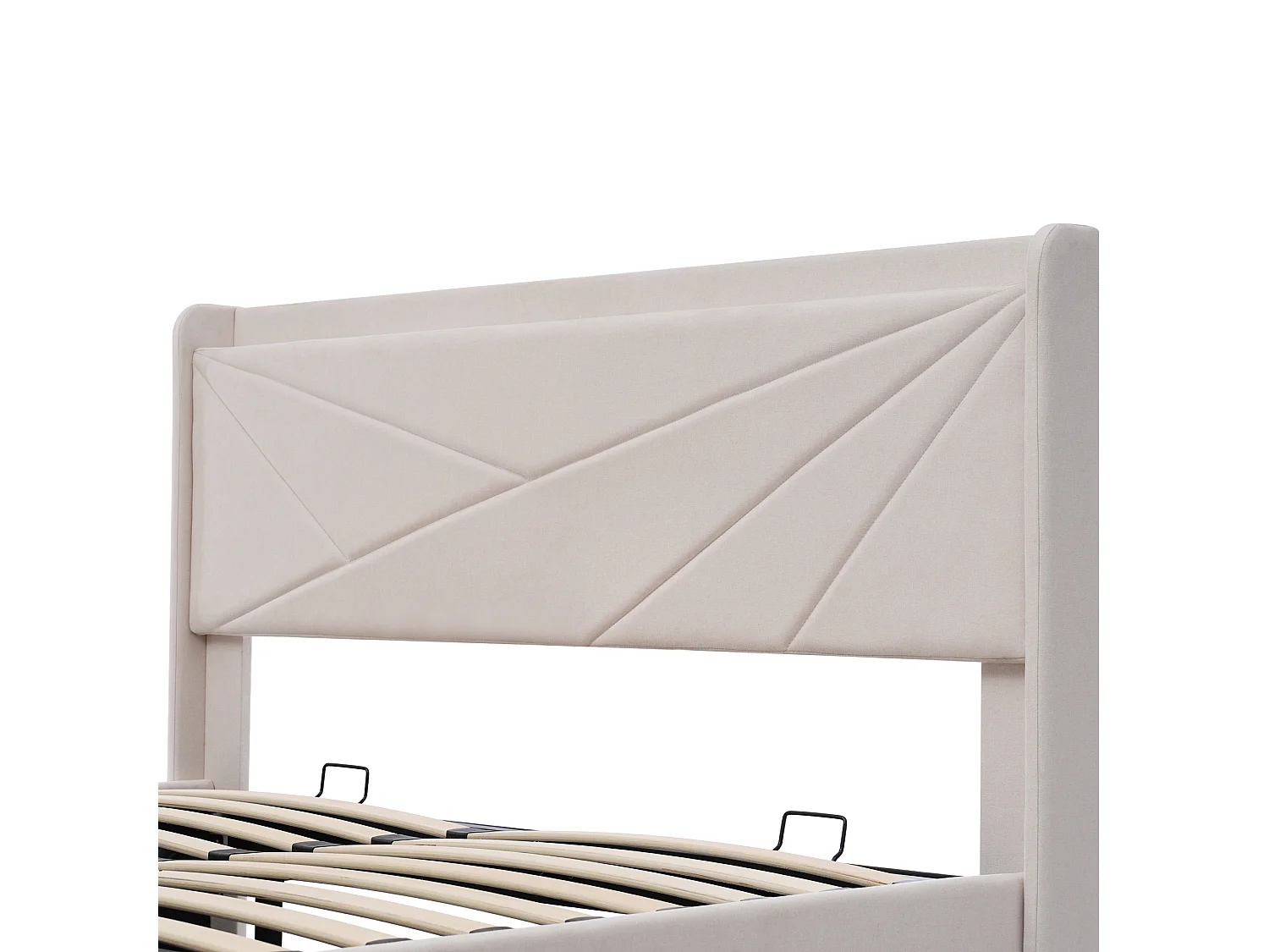Cama contenedor de tela de lino 160x200 cm - con puerto USB y somier - Beige