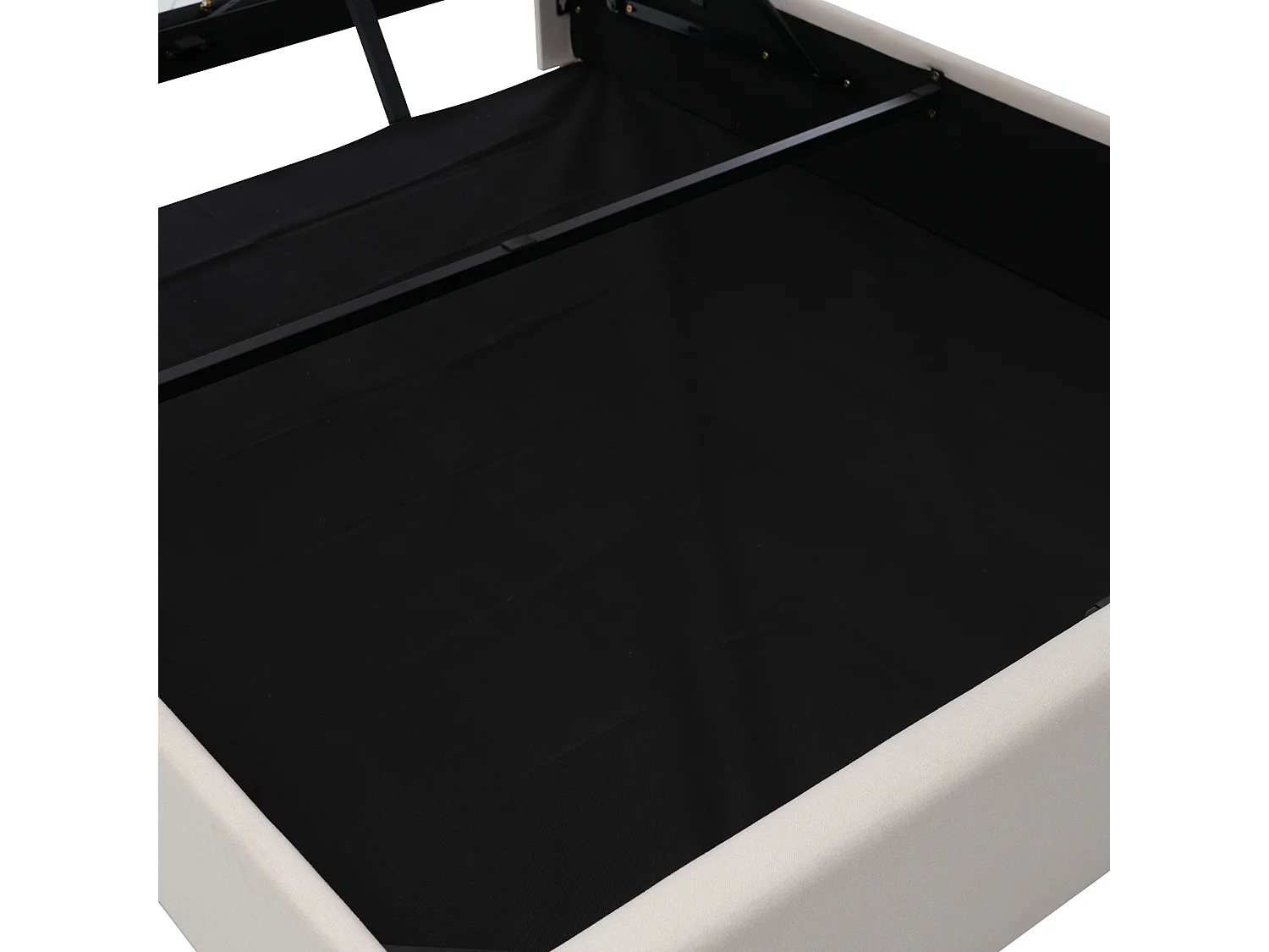 Opbergbed 180x200cm linnen stof - met USB-poort en lattenbodem - Beige