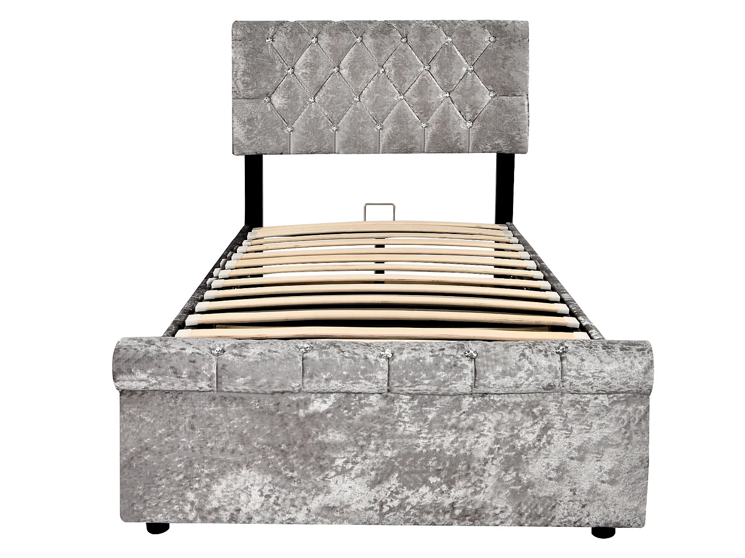 Lit coffre rembourré 90x200cm - tissu en velours - tête de lit réglable - Gris