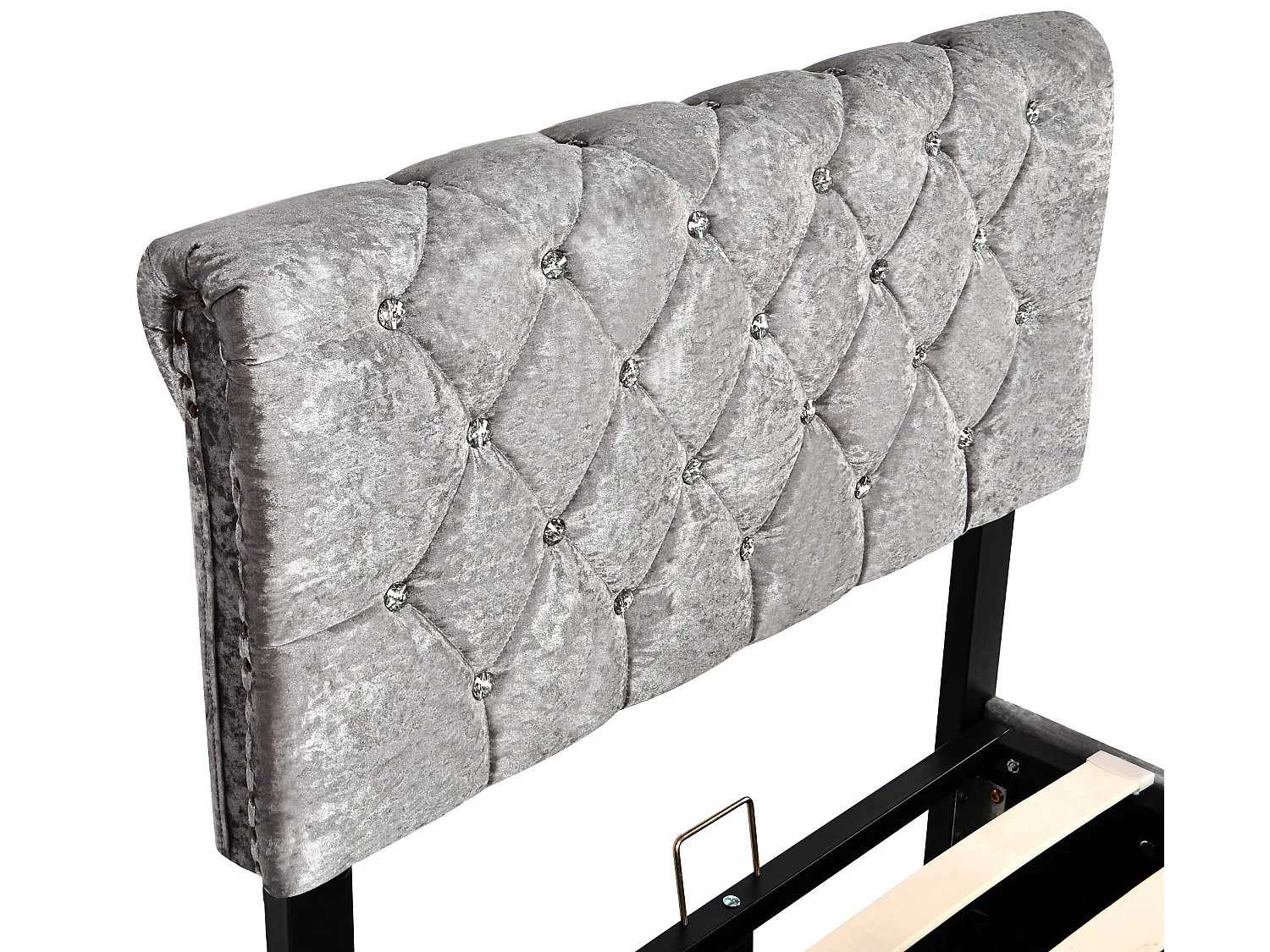 Lit coffre rembourré 90x200cm - tissu en velours - tête de lit réglable - Gris