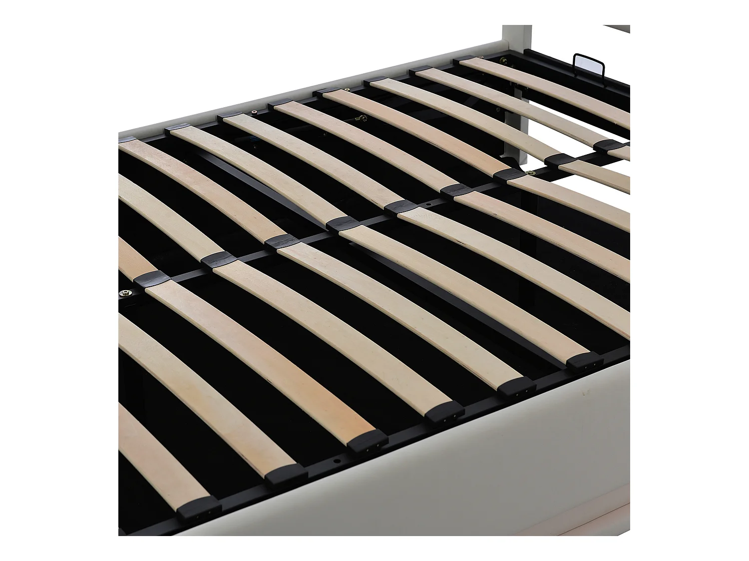 Lit coffre rembourré 140x200 cm avec éclairage LED - en similicuir - Gris clair