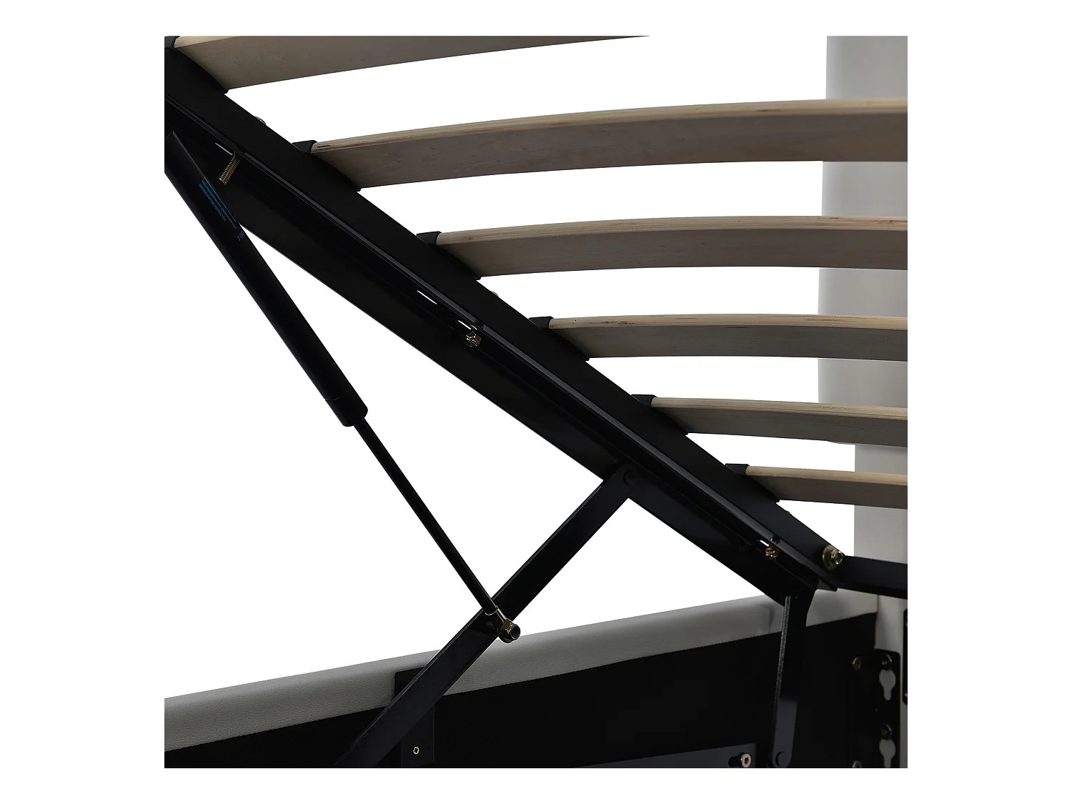 Lit coffre rembourré 140x200 cm avec éclairage LED - en similicuir - Gris clair