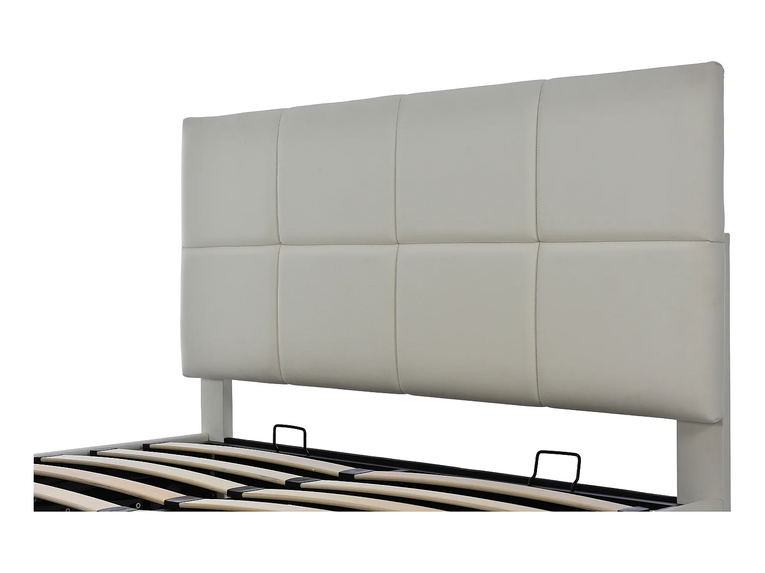 Lit coffre rembourré 140x200 cm avec éclairage LED - en similicuir - Gris clair