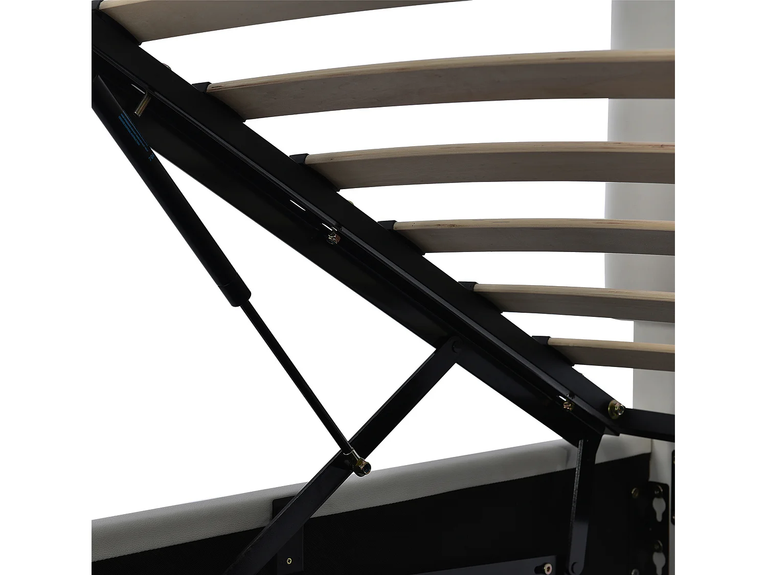 Gestoffeerd opbergbed 140x200 cm met LED verlichting - in kunstleer - Lichtgrijs