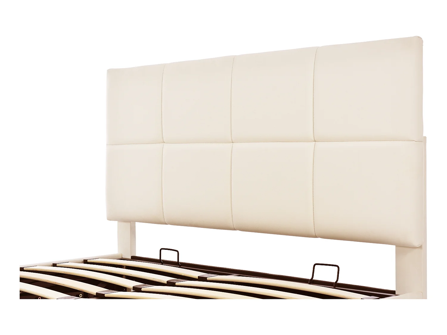 Lit coffre rembourré 140x200 cm avec éclairage LED - en similicuir - Beige