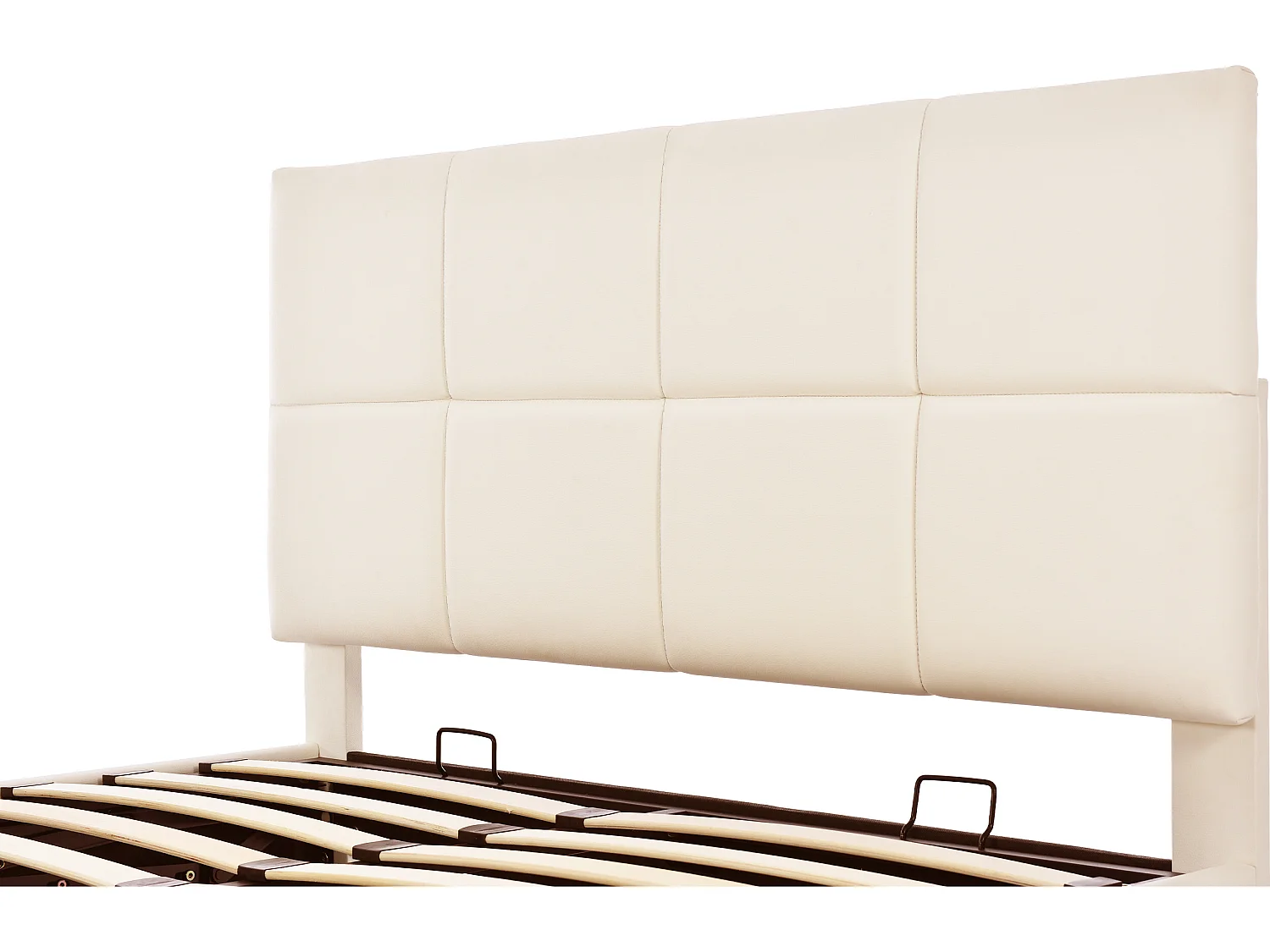 Lit coffre rembourré 140x200 cm avec éclairage LED - en similicuir - Beige