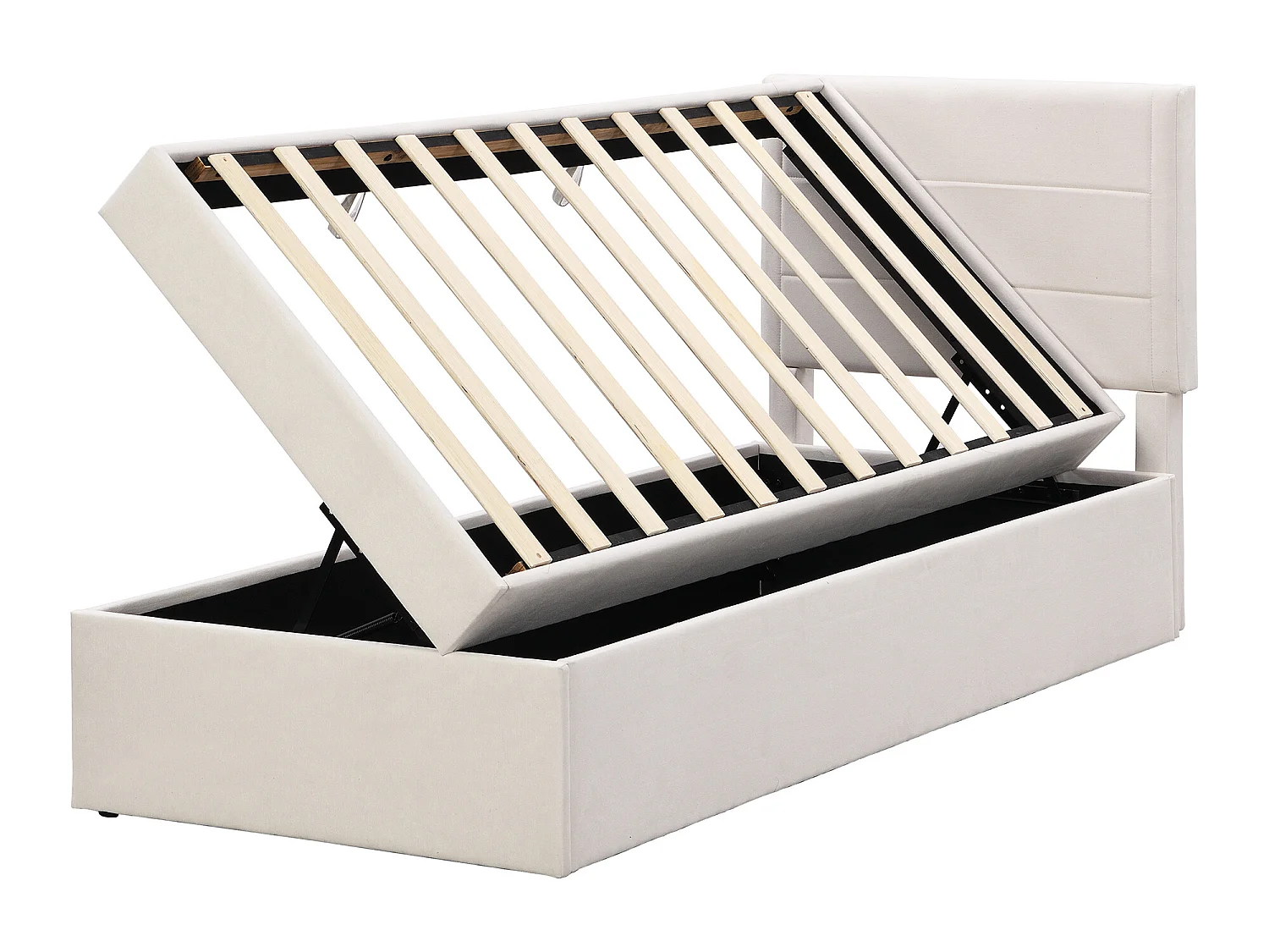 Opbergbed met lattenbodem - 90x200 cm - linnen stof - Beige